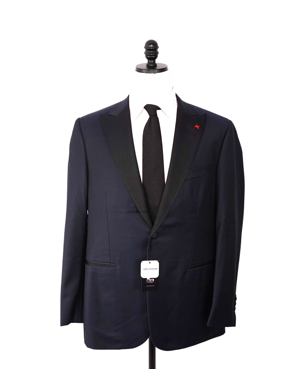 $4,595 ISAIA - "AQUASPIDER" PEAK LAPEL Navy Wool Tuxedo - 42R
