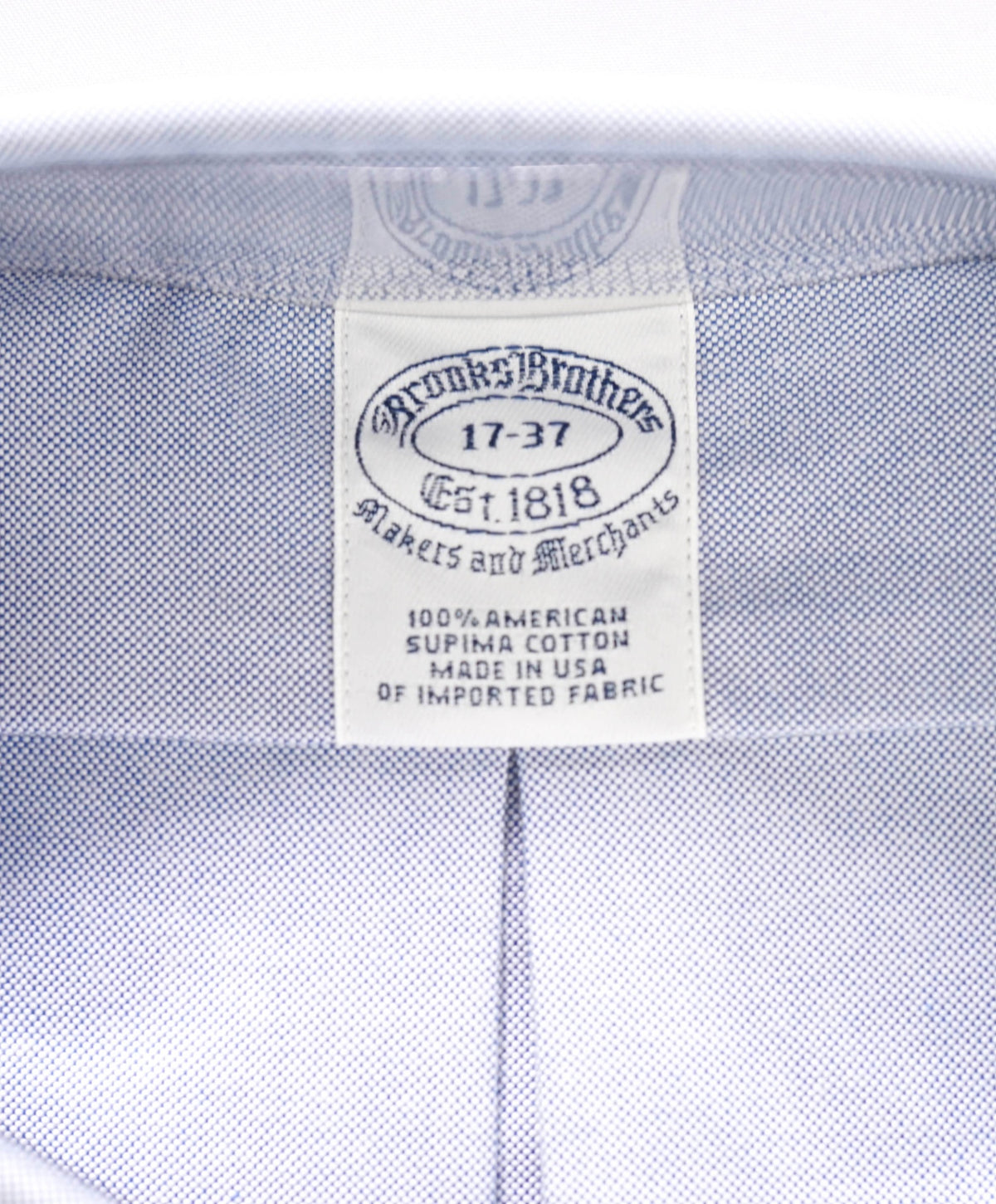 $198 BROOKS BROTHERS - Blue NON-IRON MAKERS & MERCHANTS Shirt - 17 - 37