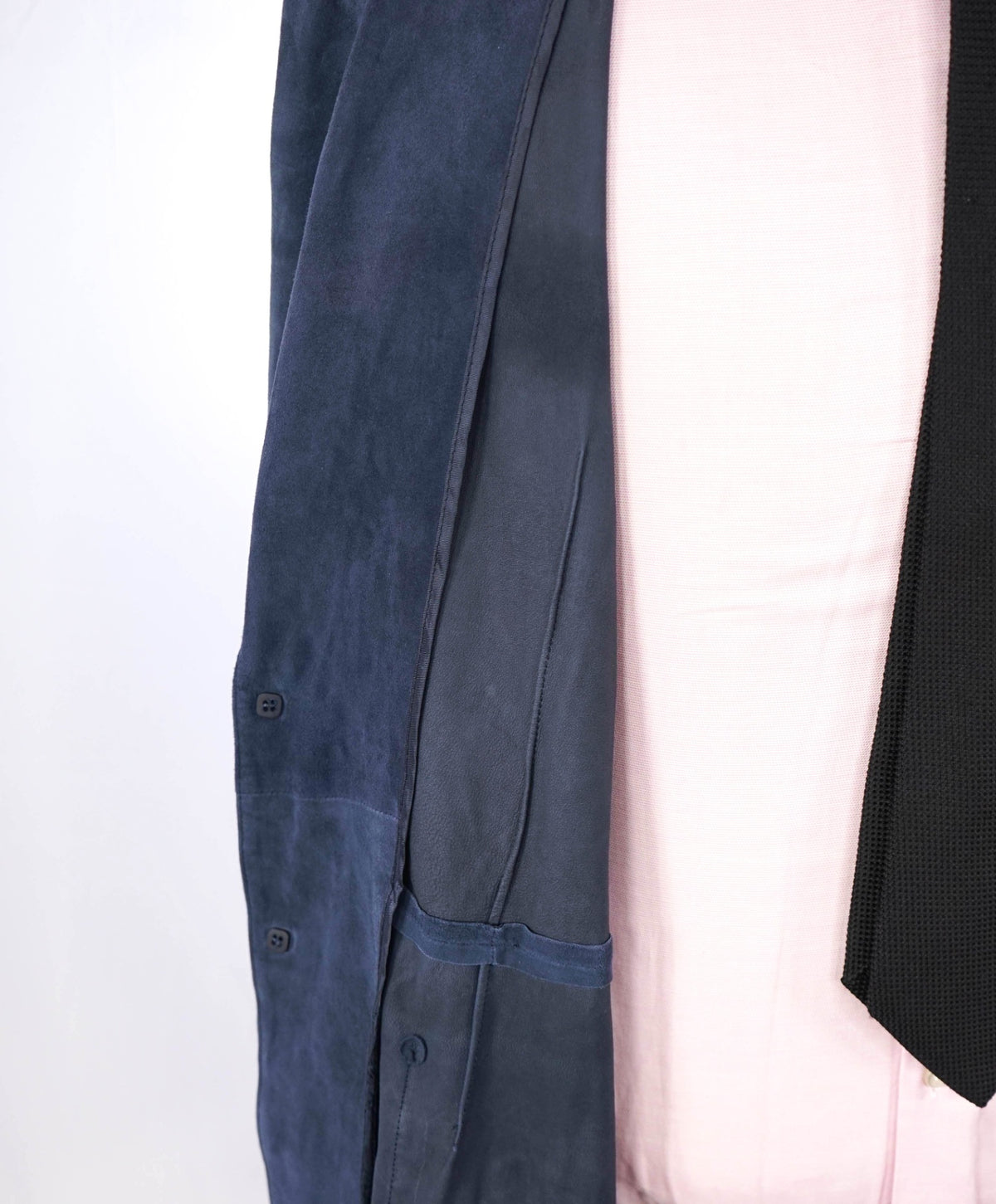 $1,495 SAKS FIFTH AVENUE - Navy Blue GOAT SUEDE Blazer - 46R