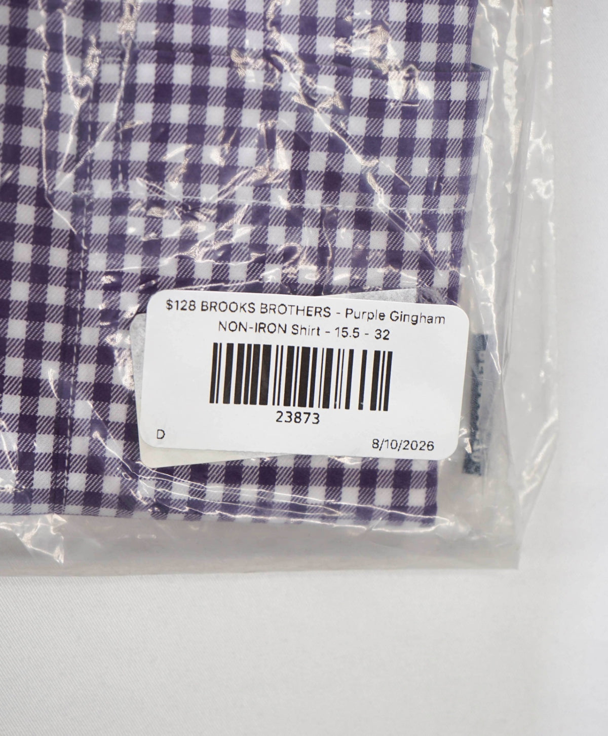 $128 BROOKS BROTHERS - Purple Gingham NON-IRON Shirt - 15.5 - 32
