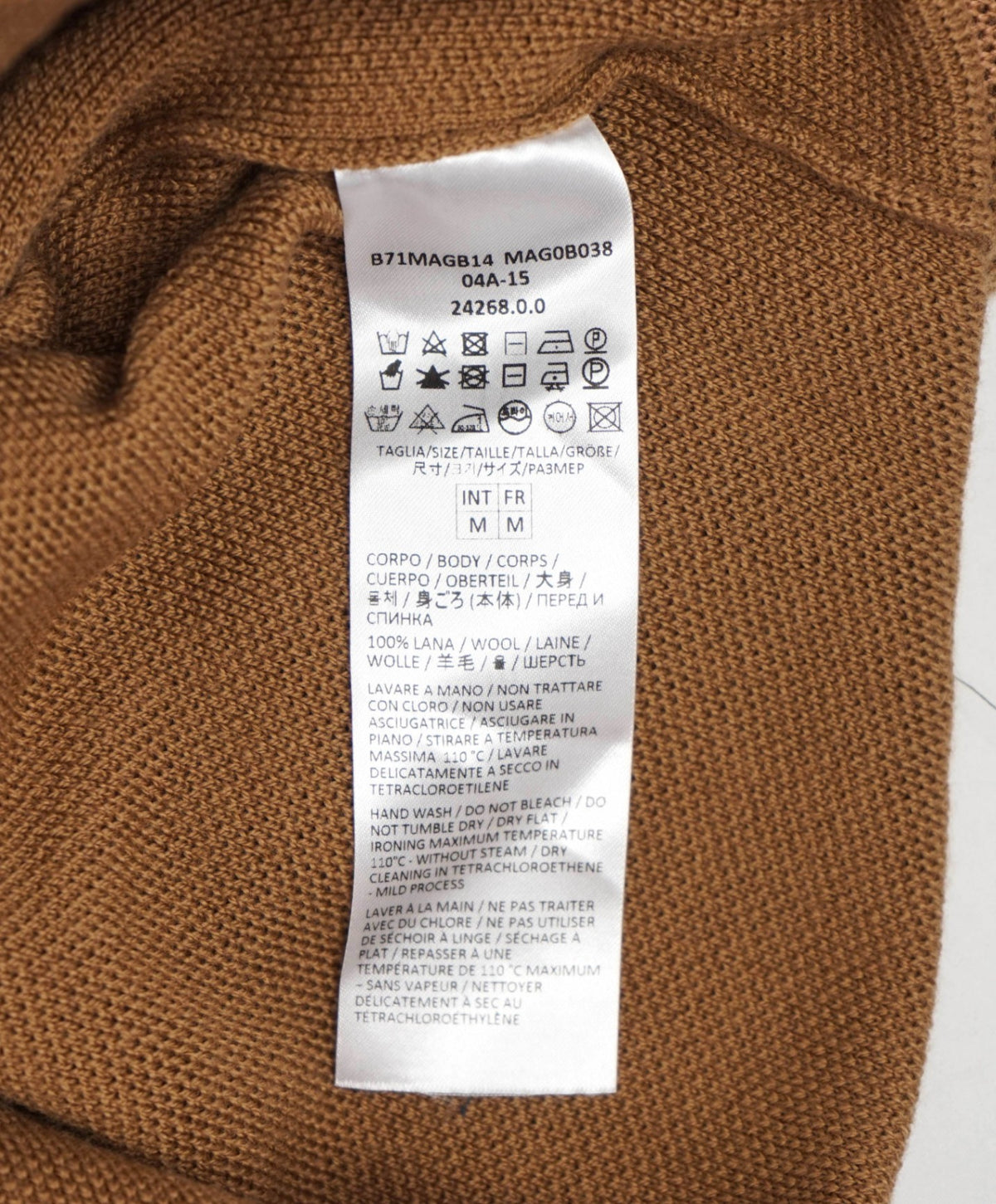 $495 ELEVENTY - Caramel Brown Wool Crewneck Sweater - M