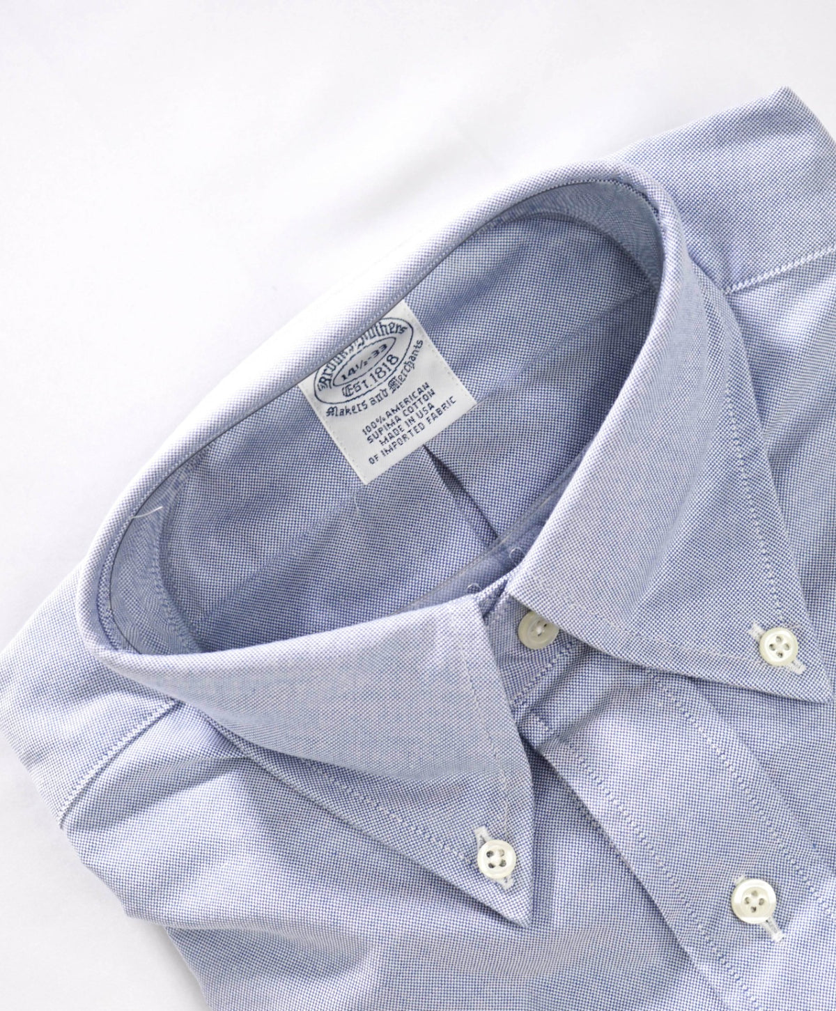 $198 BROOKS BROTHERS - Blue NON-IRON MAKERS & MERCHANTS Shirt - 14.5 - 33