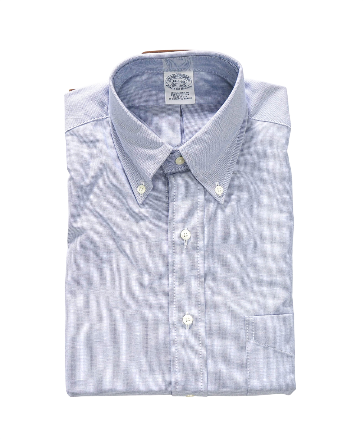 $198 BROOKS BROTHERS - Blue NON-IRON MAKERS & MERCHANTS Shirt - 14.5 - 33