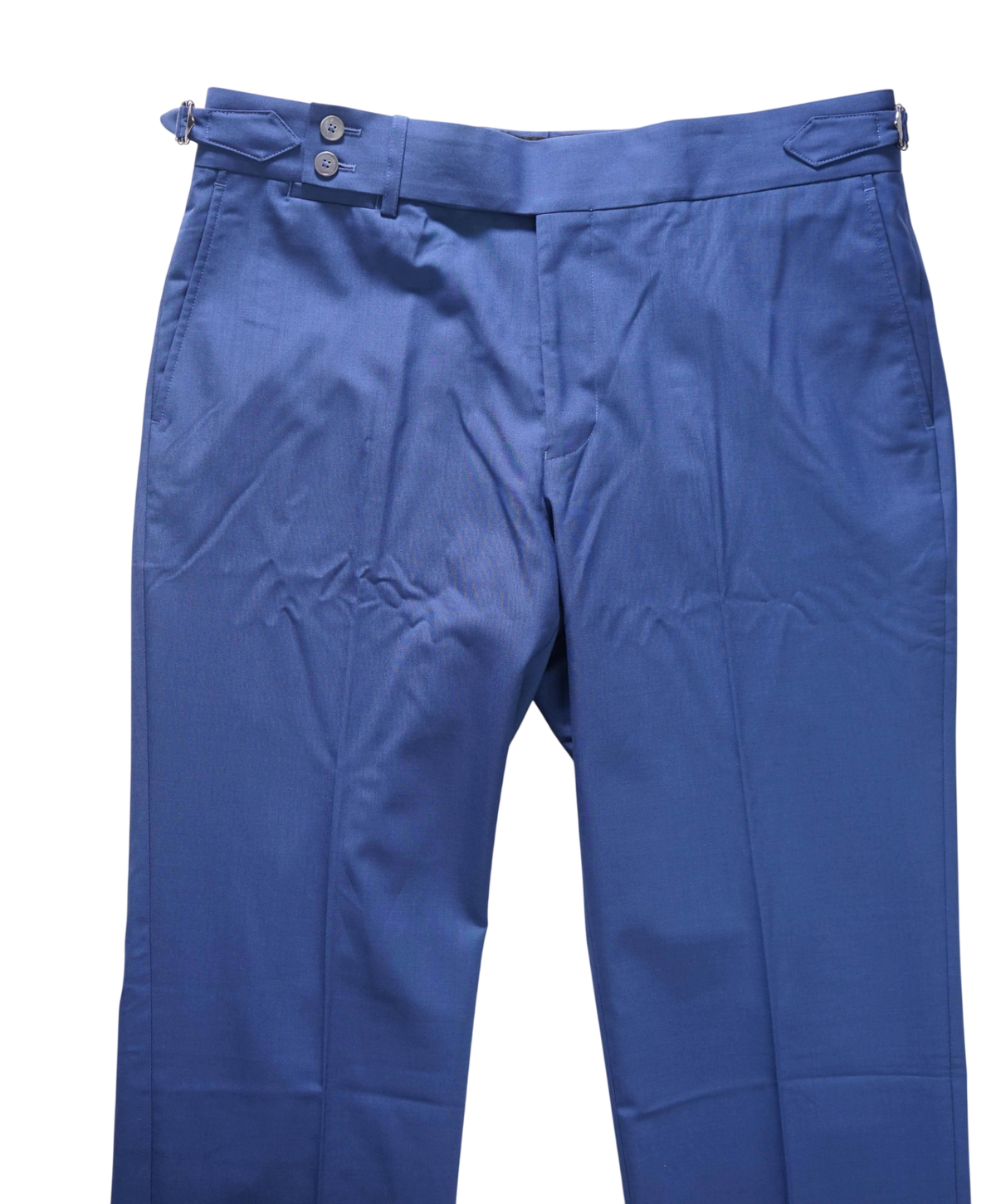 $495 BACK LAWRENCE - Blue Wool Side Tabs Pants - 40W