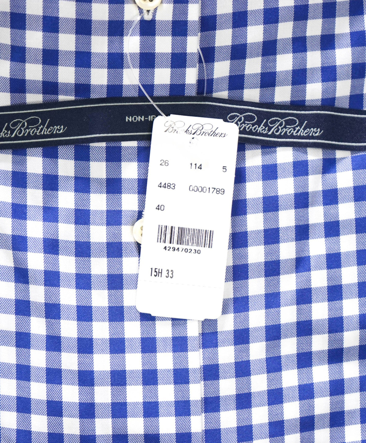 $128 BROOKS BROTHERS - Blue Gingham NON-IRON Shirt - 15.5 - 33