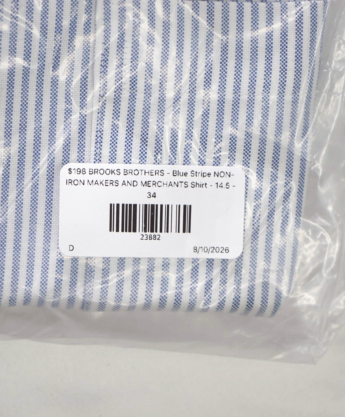 $198 BROOKS BROTHERS - Blue Stripe NON-IRON MAKERS & MERCHANTS Shirt - 14.5 - 34