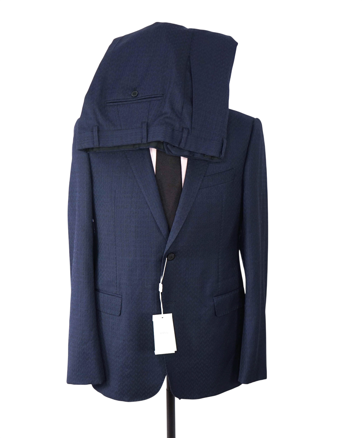 $1,995 ARMANI COLLEZIONI - Navy Geometric "M-LINE" Suit - 40R
