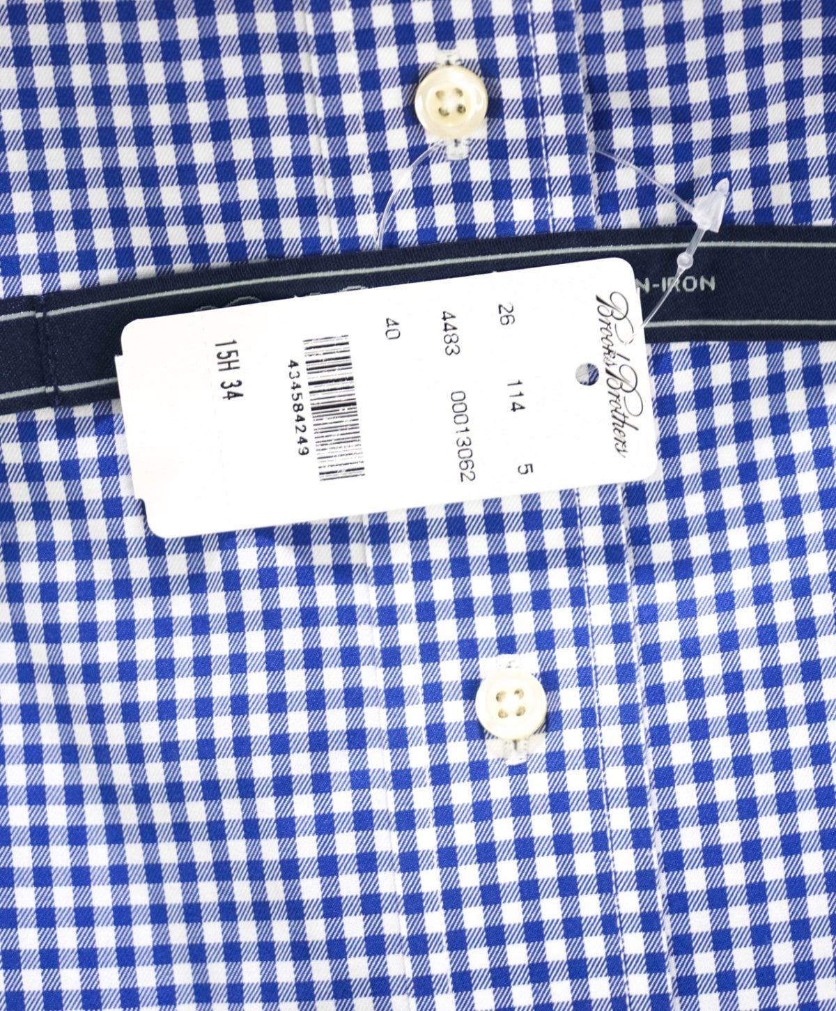 $128 BROOKS BROTHERS - Blue Gingham NON-IRON Shirt - 15.5 - 34