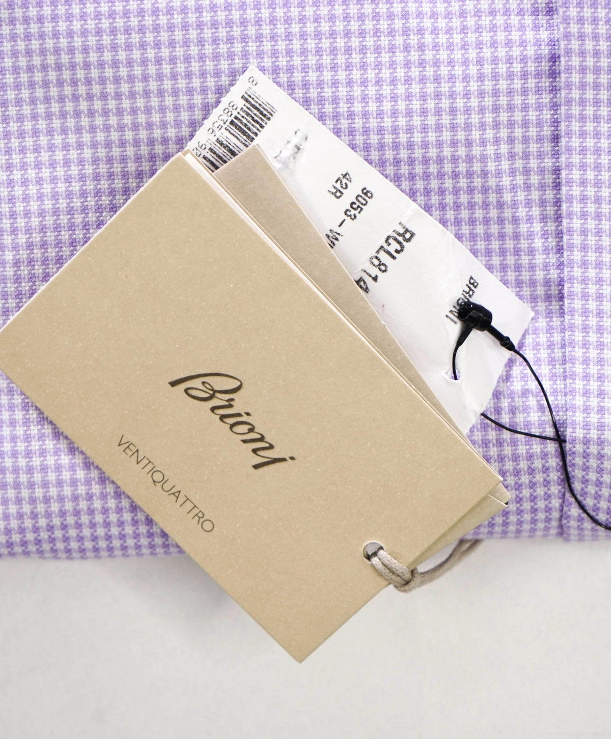 $795 BRIONI - Purple Micro Houndstooth Shirt - 16.5 - 42