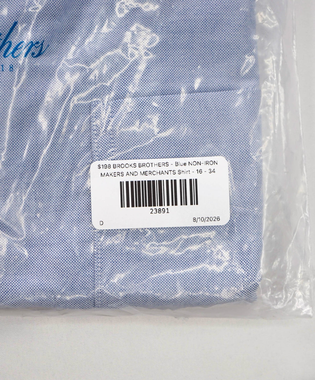 $198 BROOKS BROTHERS - Blue NON-IRON MAKERS & MERCHANTS Shirt - 16 - 34