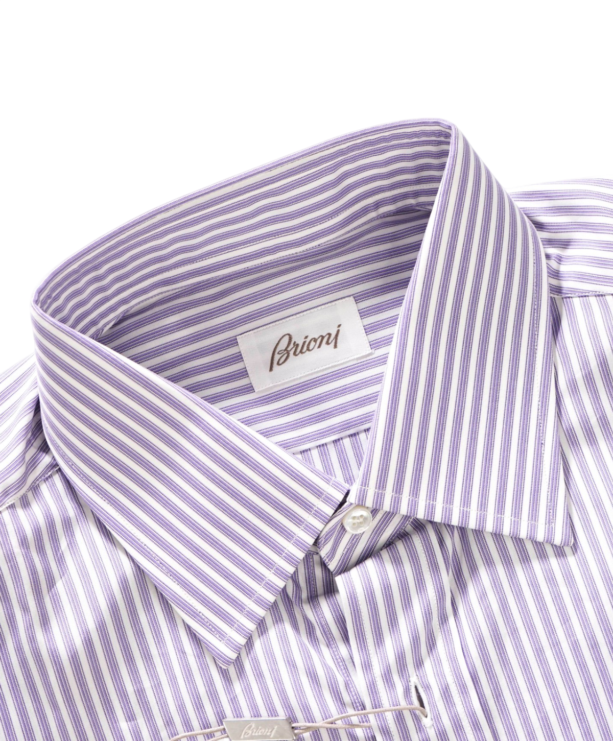 $795 BRIONI - Purple Stripe Shirt - 16.5 - 42