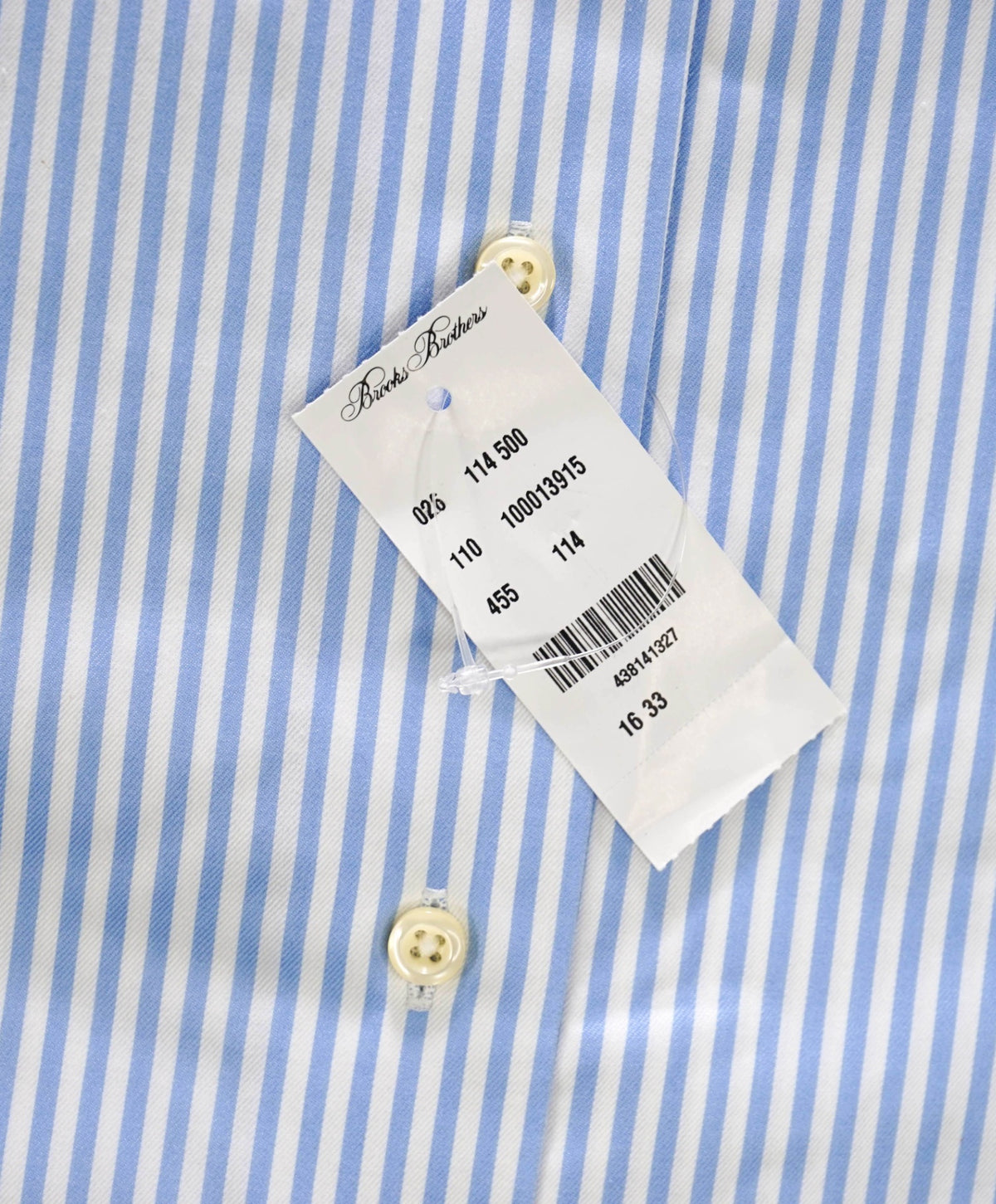 $128 BROOKS BROTHERS - Blue Stripe NON-IRON Shirt - 16 - 33