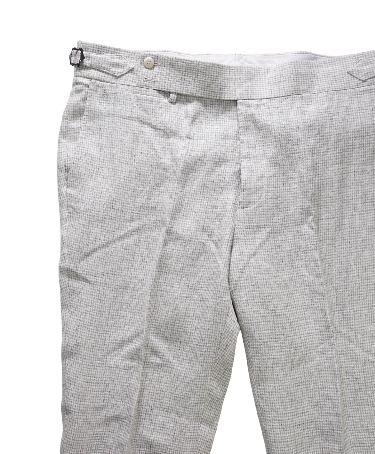 BACK LAWRENCE - Gray Houndstooth Linen/Cotton Tabs Pants - 38W