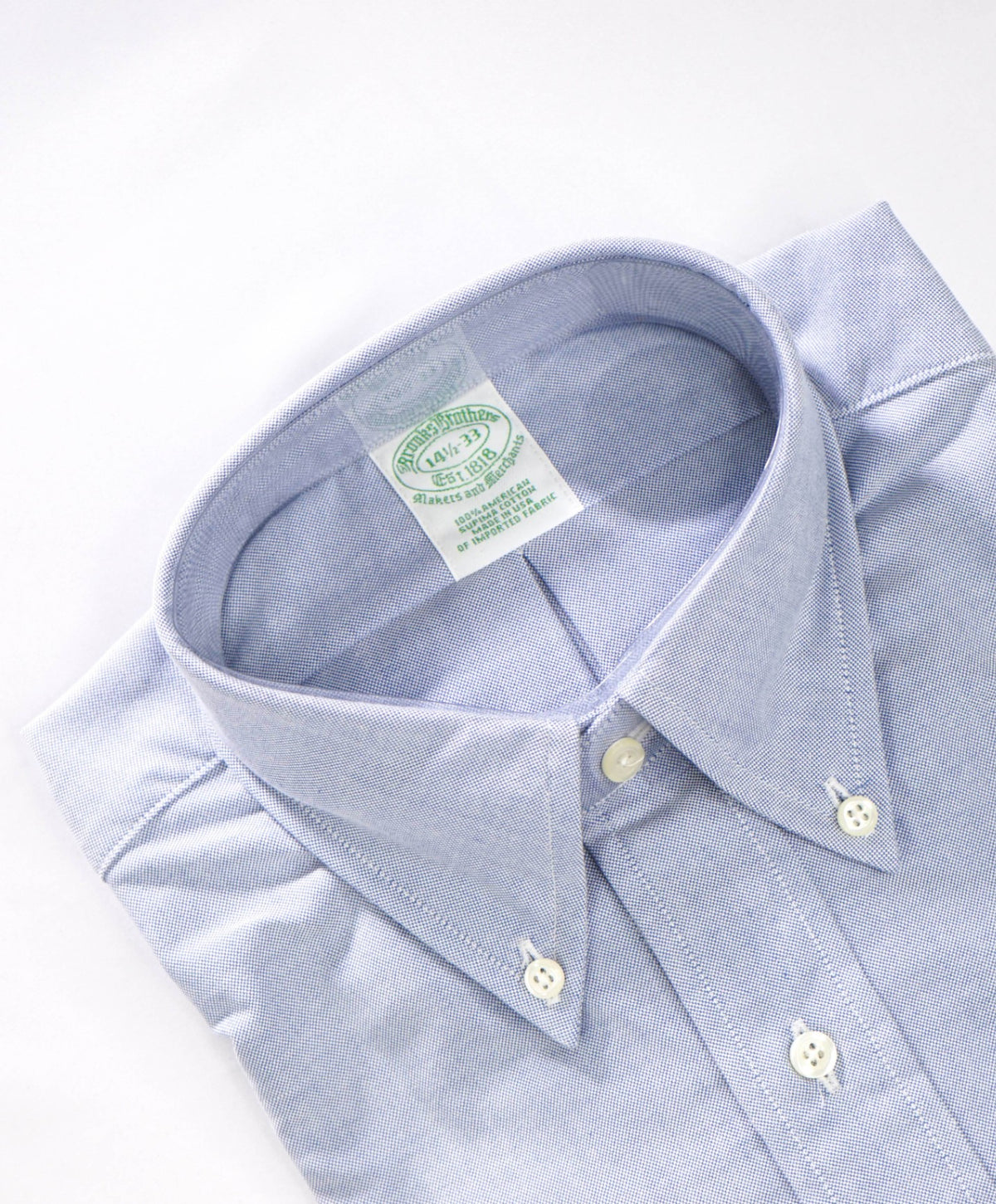 $198 BROOKS BROTHERS - Blue NON-IRON MAKERS AND MERCHANTS Shirt - 14.5 - 33