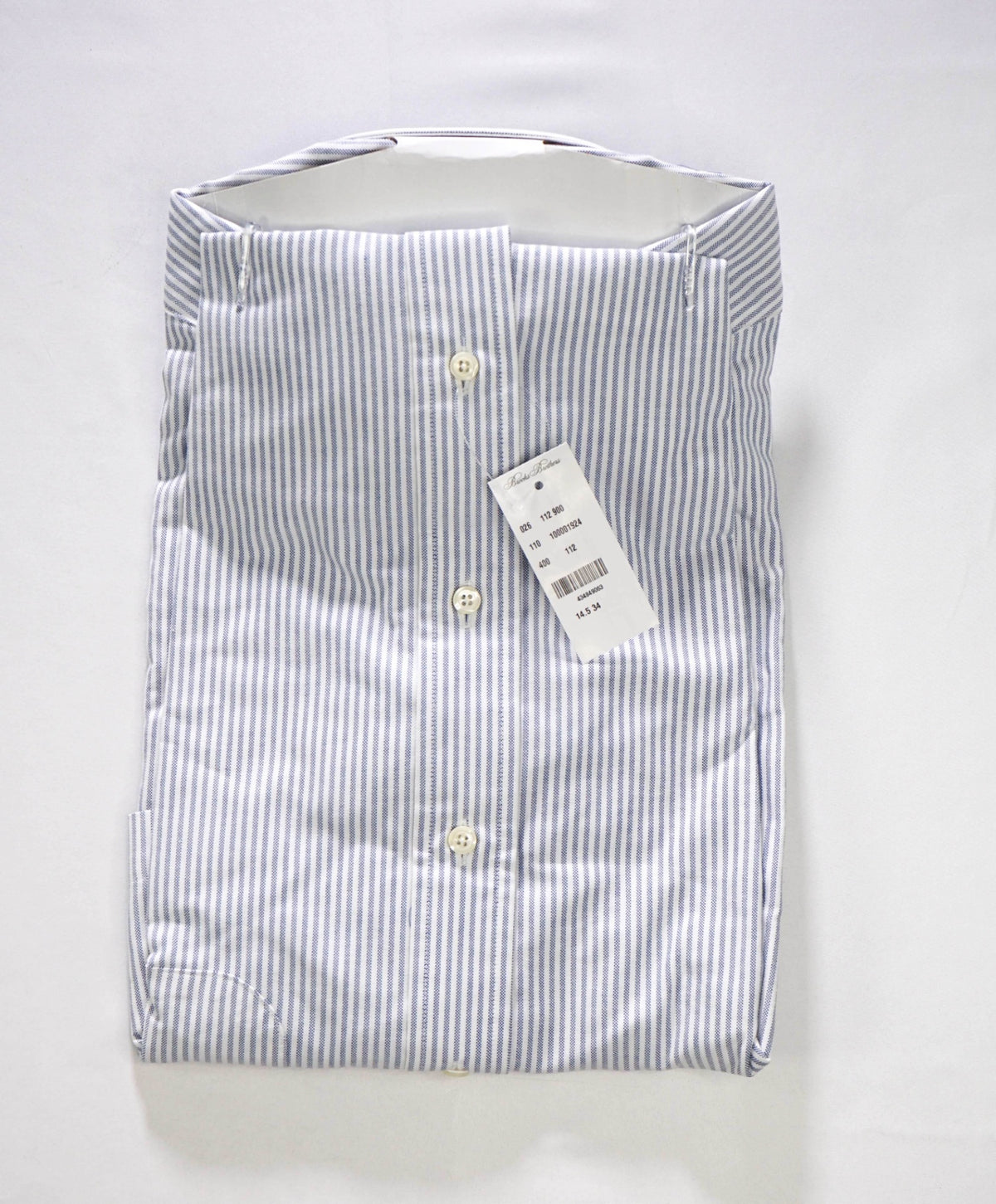 $198 BROOKS BROTHERS - Blue Stripe NON-IRON MAKERS & MERCHANTS Shirt - 14.5 - 34