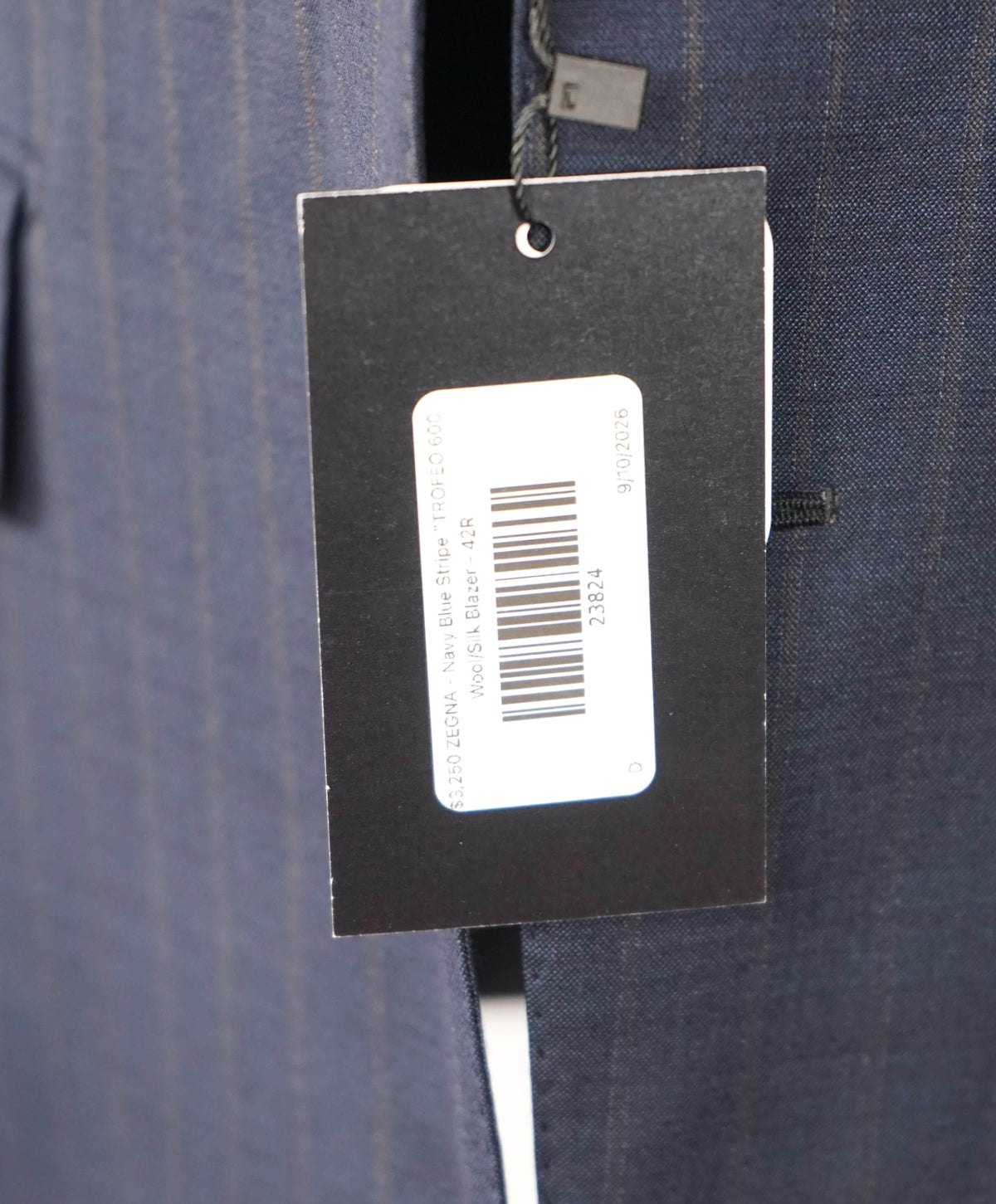 $3,250 ZEGNA - Navy Stripe "TROFEO 600" Wool/Silk Blazer - 42R