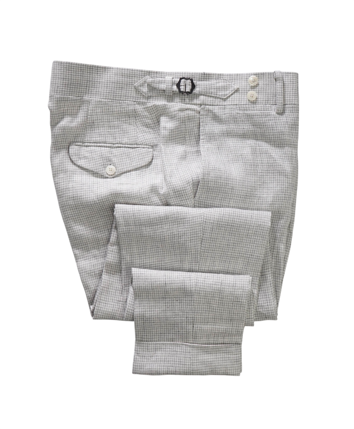 BACK LAWRENCE - Gray Houndstooth Linen/Cotton Tabs Pants - 38W