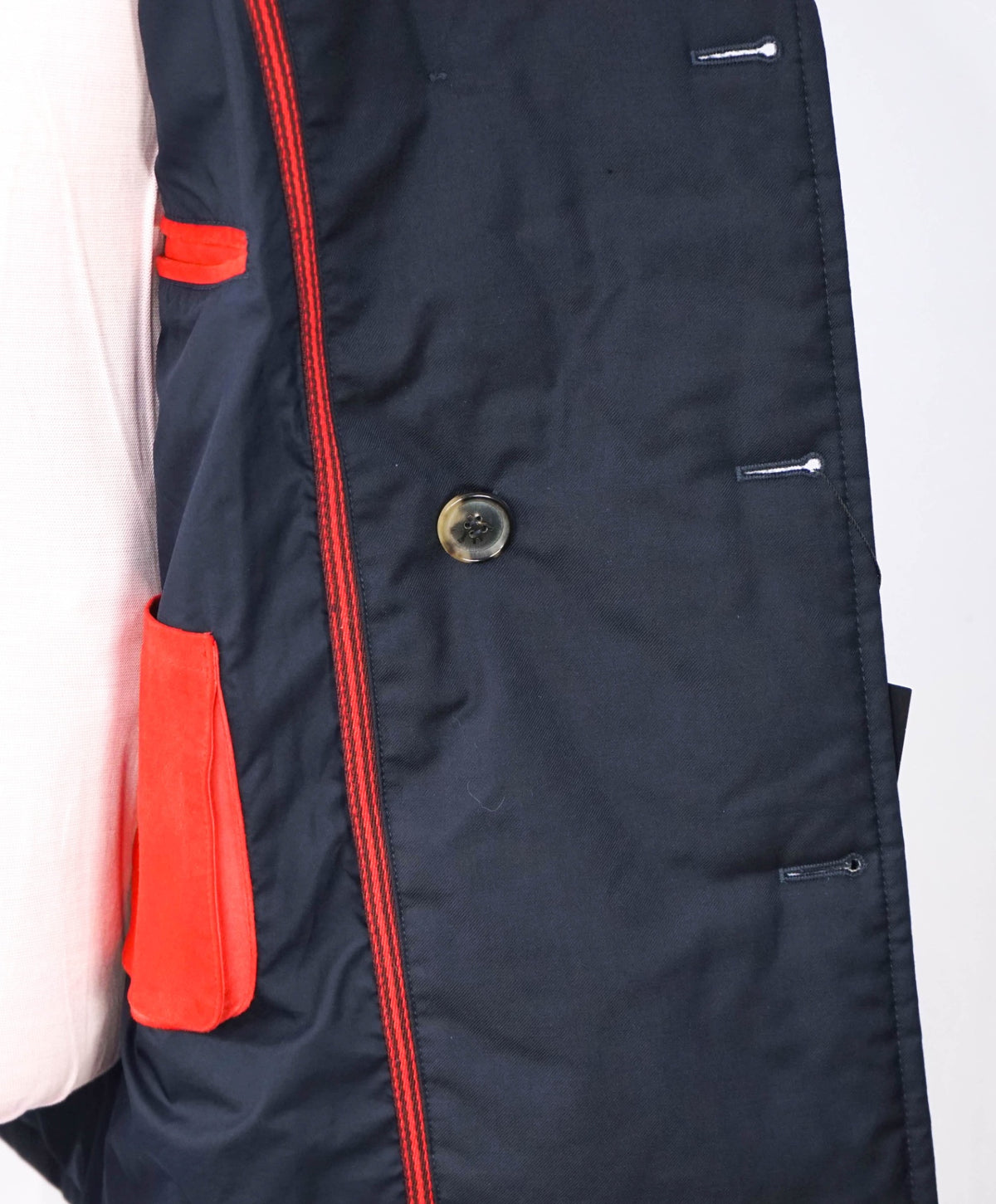 $6,200 ISAIA - Navy Blue Wool Double Breasted Peacoat - 40R
