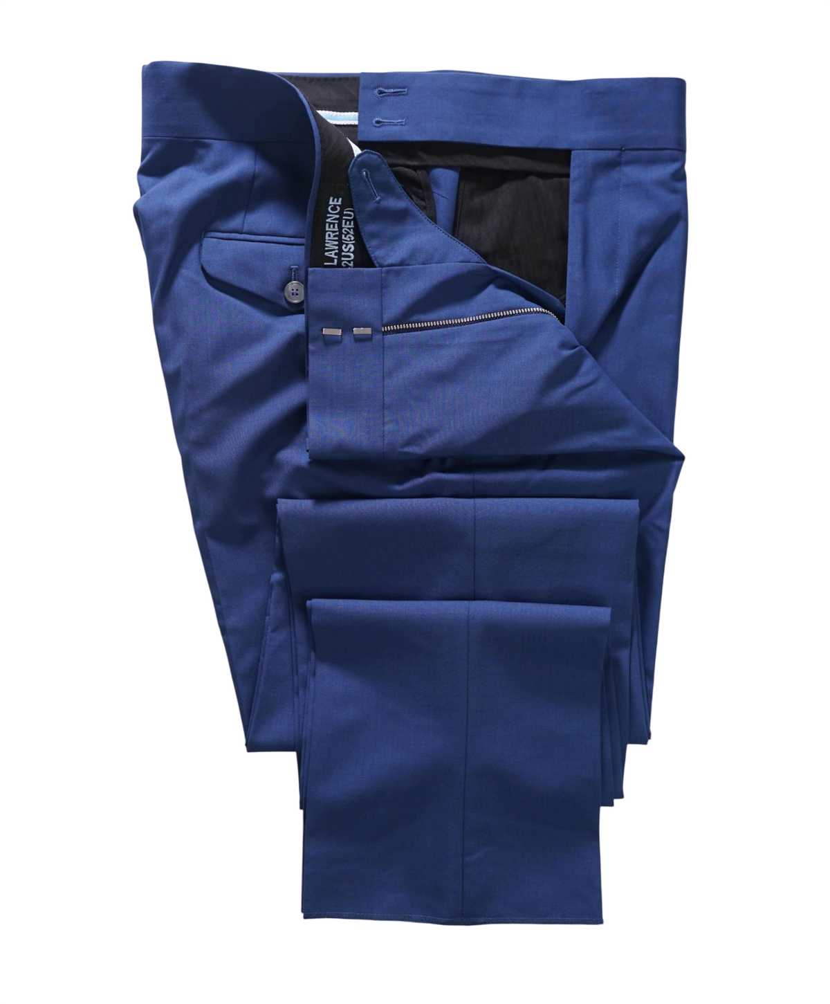 $495 BACK LAWRENCE - Blue Wool Side Tabs Pants - 40W