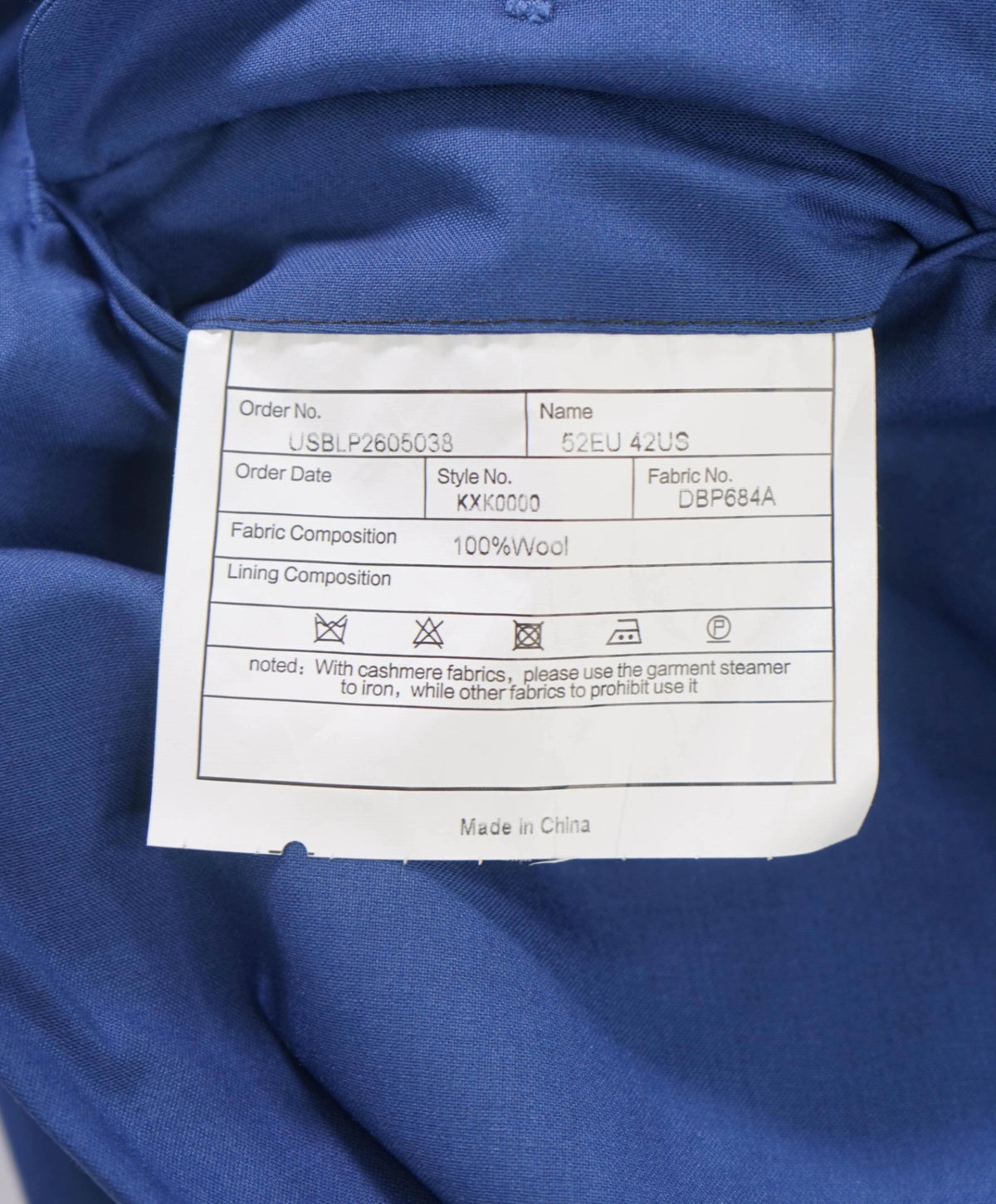 $495 BACK LAWRENCE - Blue Wool Side Tabs Pants - 36W