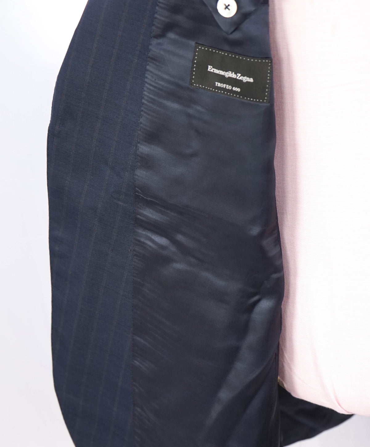 $3,250 ZEGNA - Navy Stripe "TROFEO 600" Wool/Silk Blazer - 42R