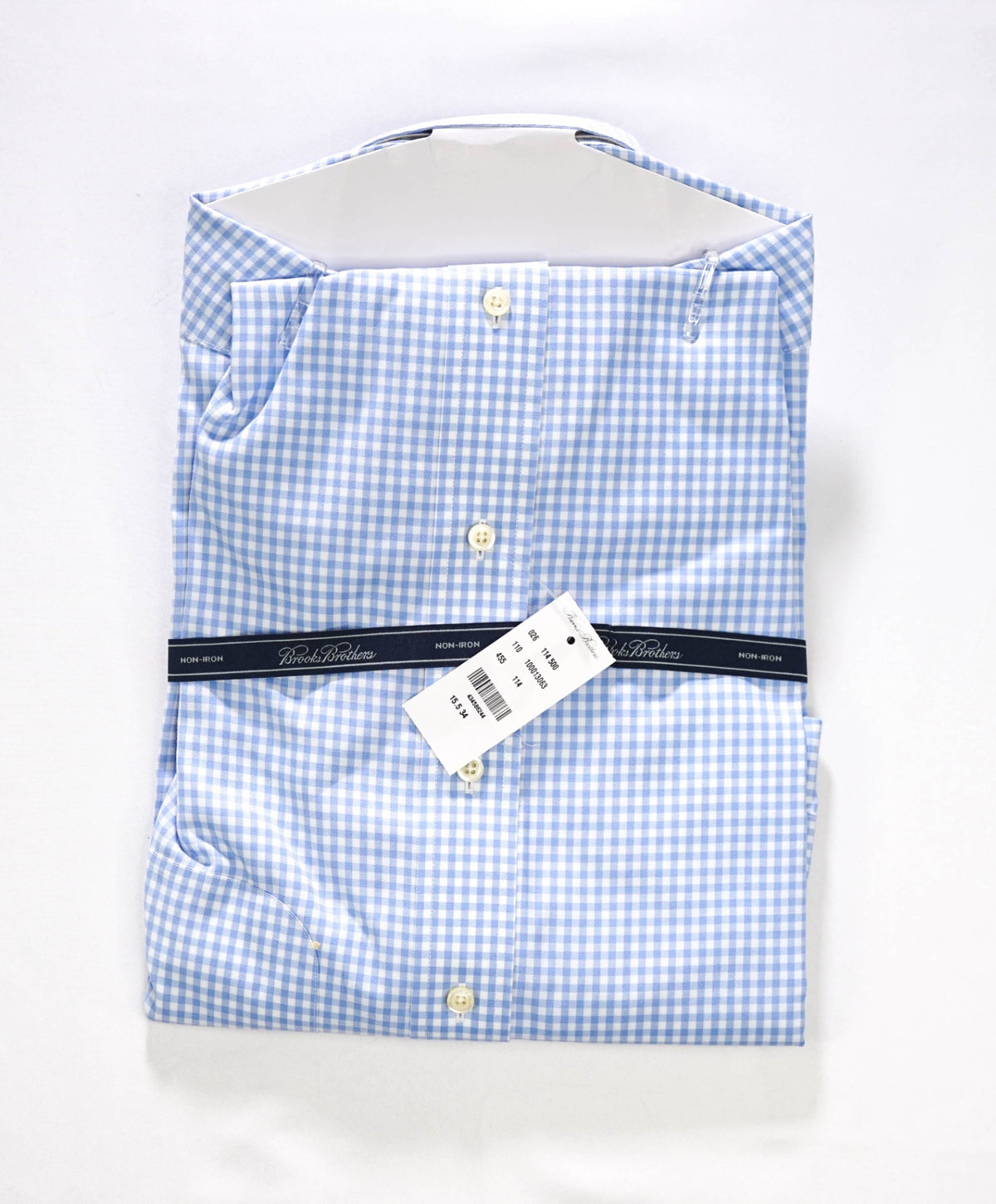 $128 BROOKS BROTHERS - Blue Gingham NON-IRON Shirt - 16.5 - 34