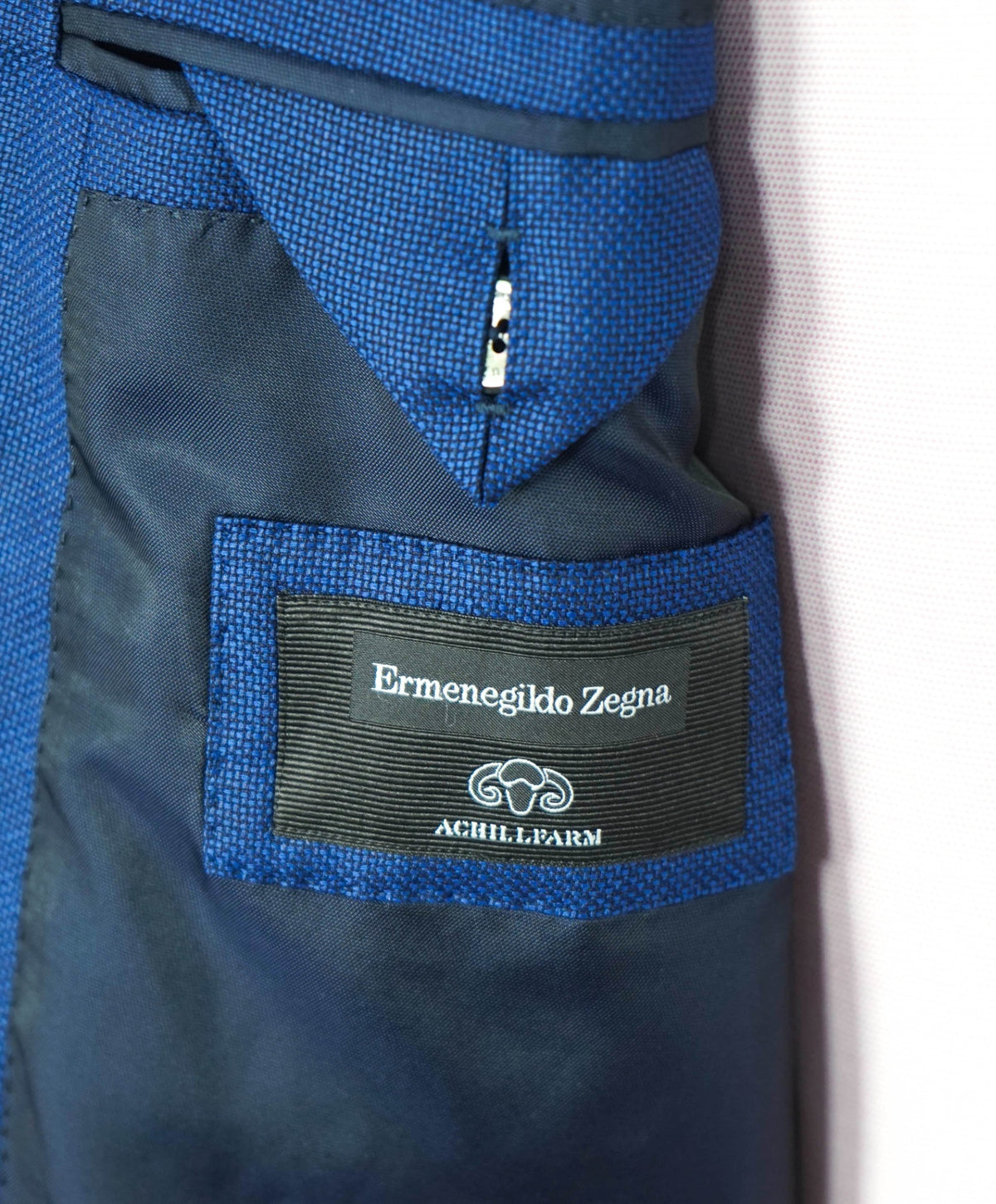 $3,295 ZEGNA - Blue Birdseye Wool/Silk "ACHILLFARM" Blazer - 46R