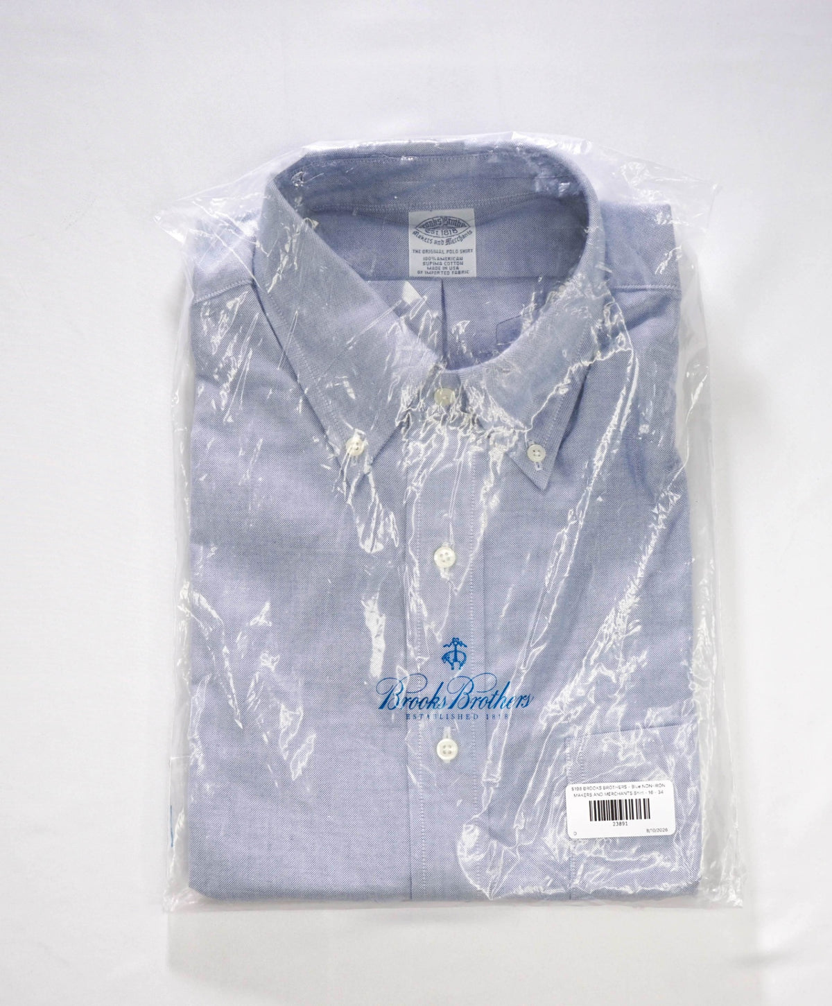 $198 BROOKS BROTHERS - Blue NON-IRON MAKERS & MERCHANTS Shirt - 16 - 34