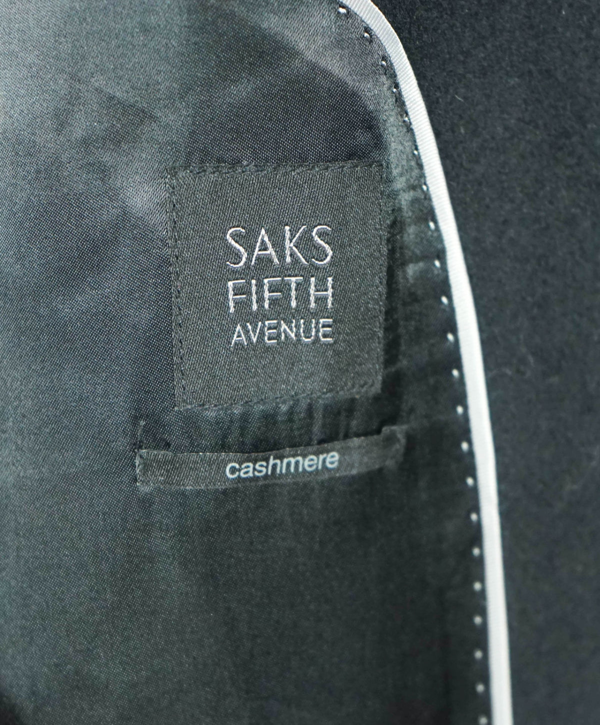 $1,998 SAKS FIFTH AVENUE - Black 100% Cashmere Topcoat - 46R