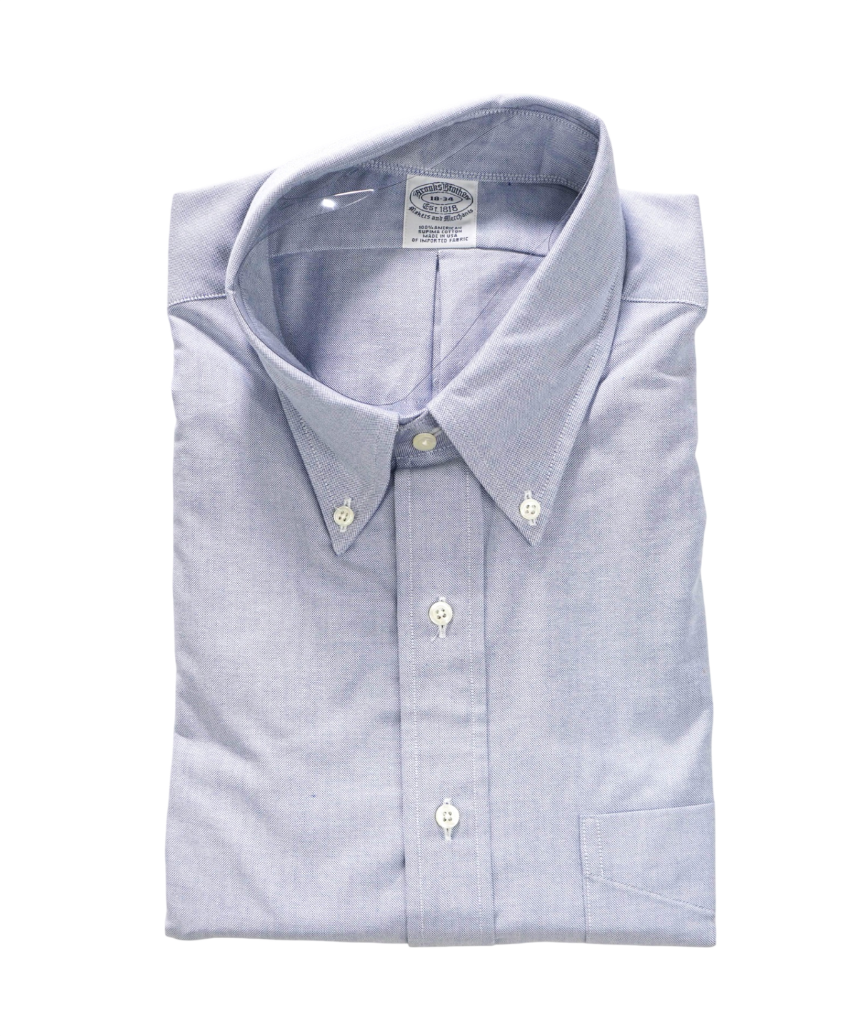 $198 BROOKS BROTHERS - Blue NON-IRON MAKERS & MERCHANTS Shirt - 18 - 34