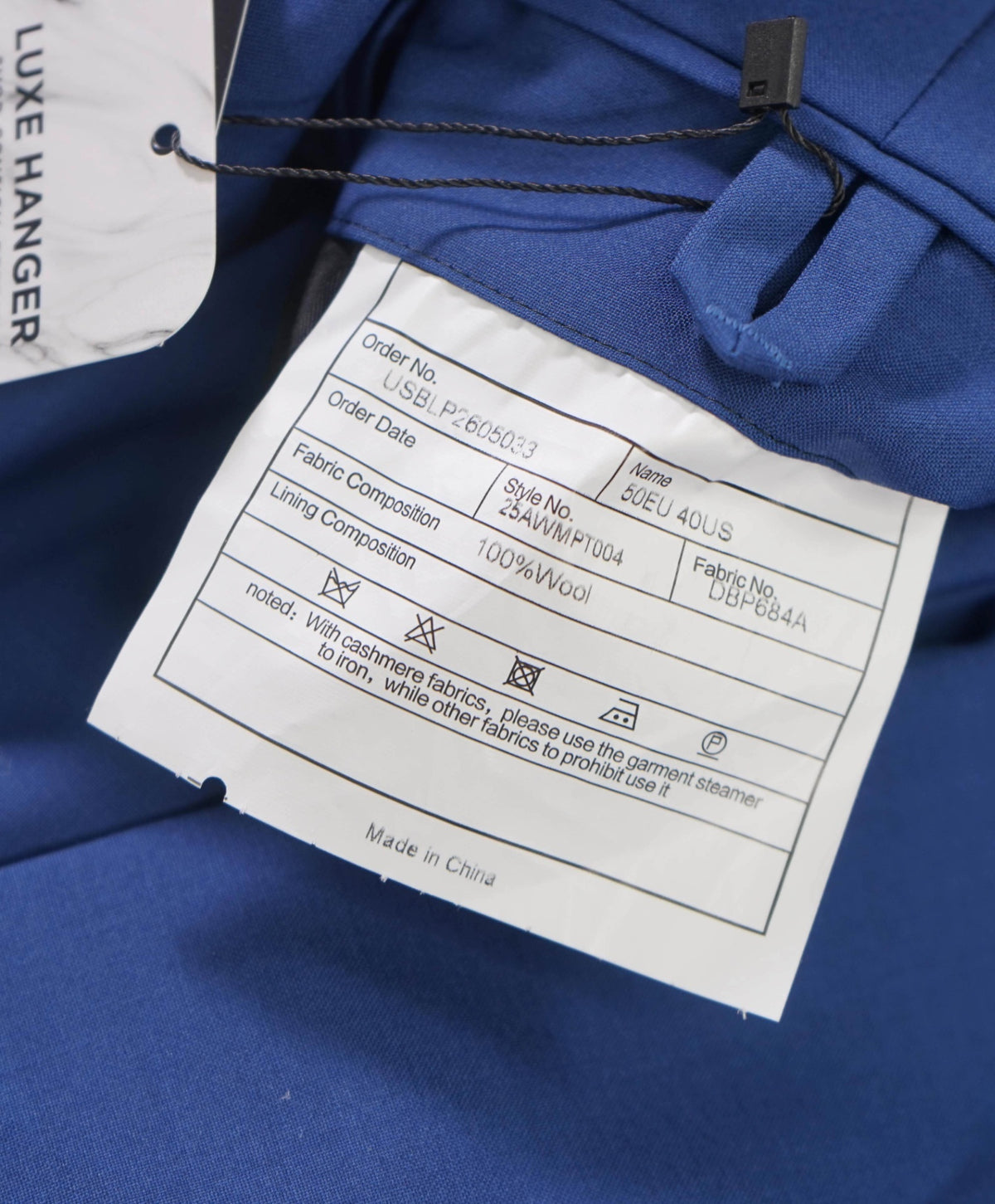 $495 BACK LAWRENCE - Blue Wool NEOPOLITAN BELTED Pants - 40W