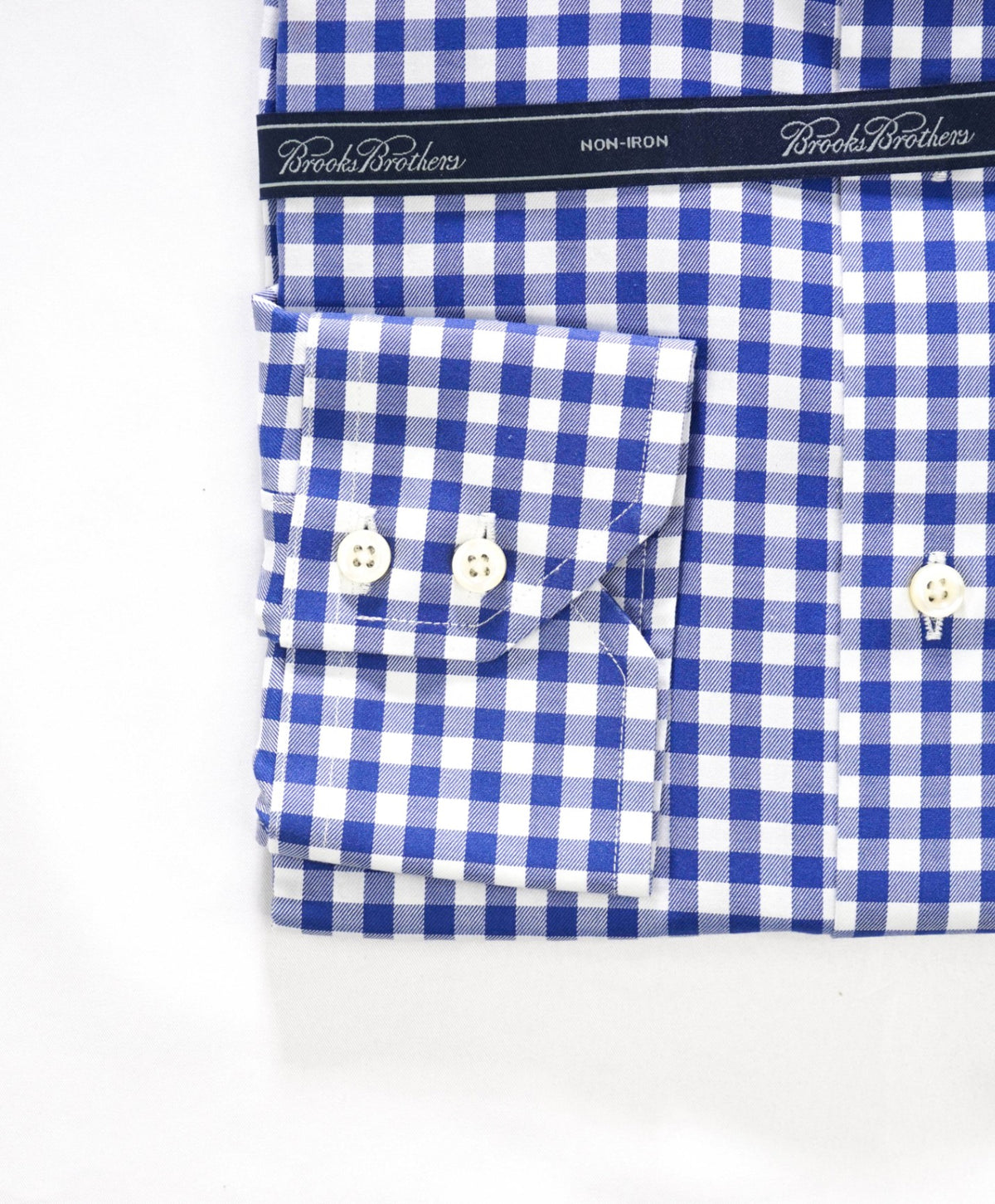 $128 BROOKS BROTHERS - Blue Gingham NON-IRON Shirt - 15 - 35