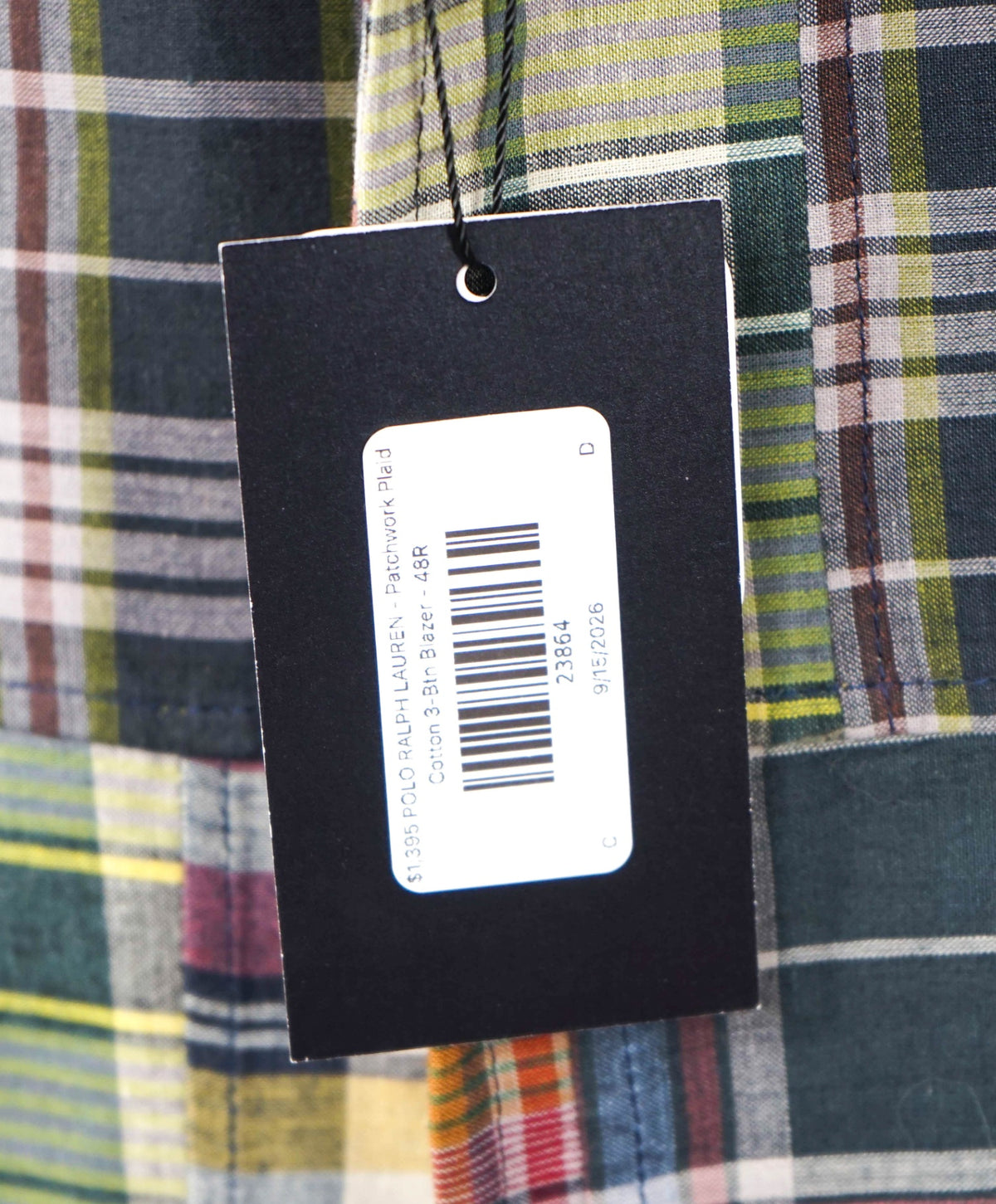 $1,395 POLO RALPH LAUREN - Madras Plaid Cotton Blazer - 48R