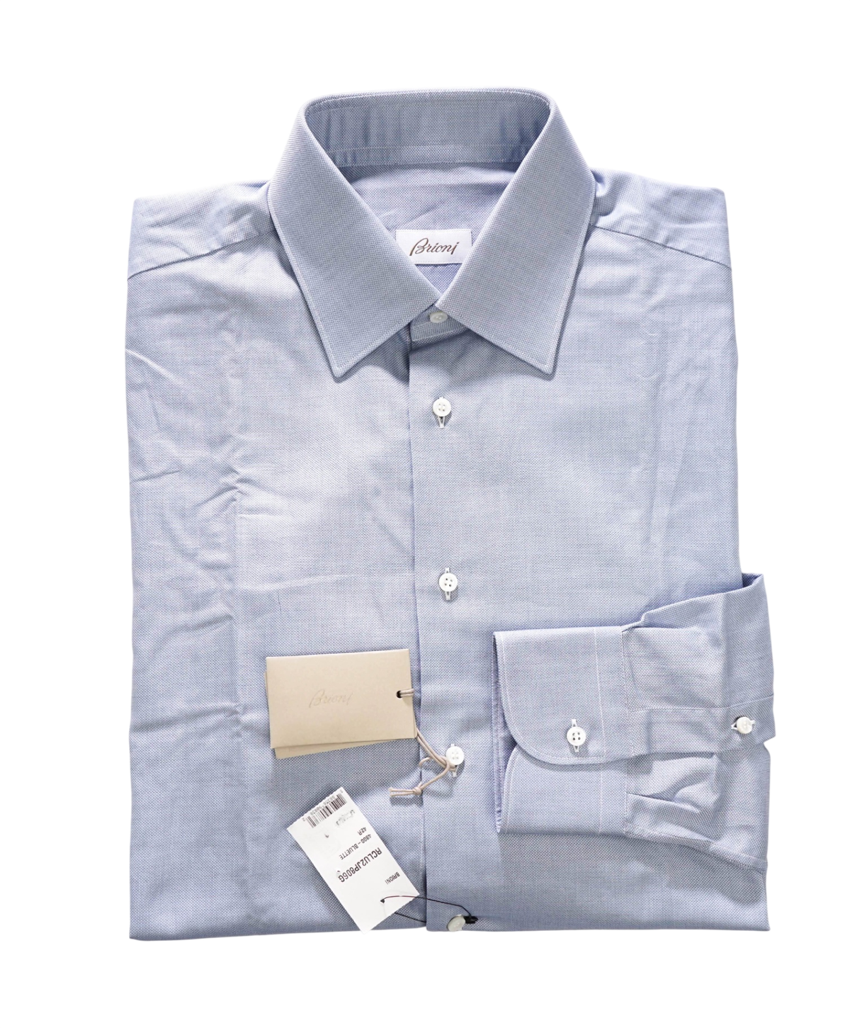 $795 BRIONI - Blue/Gray Stripe Shirt - 16.5 - 42