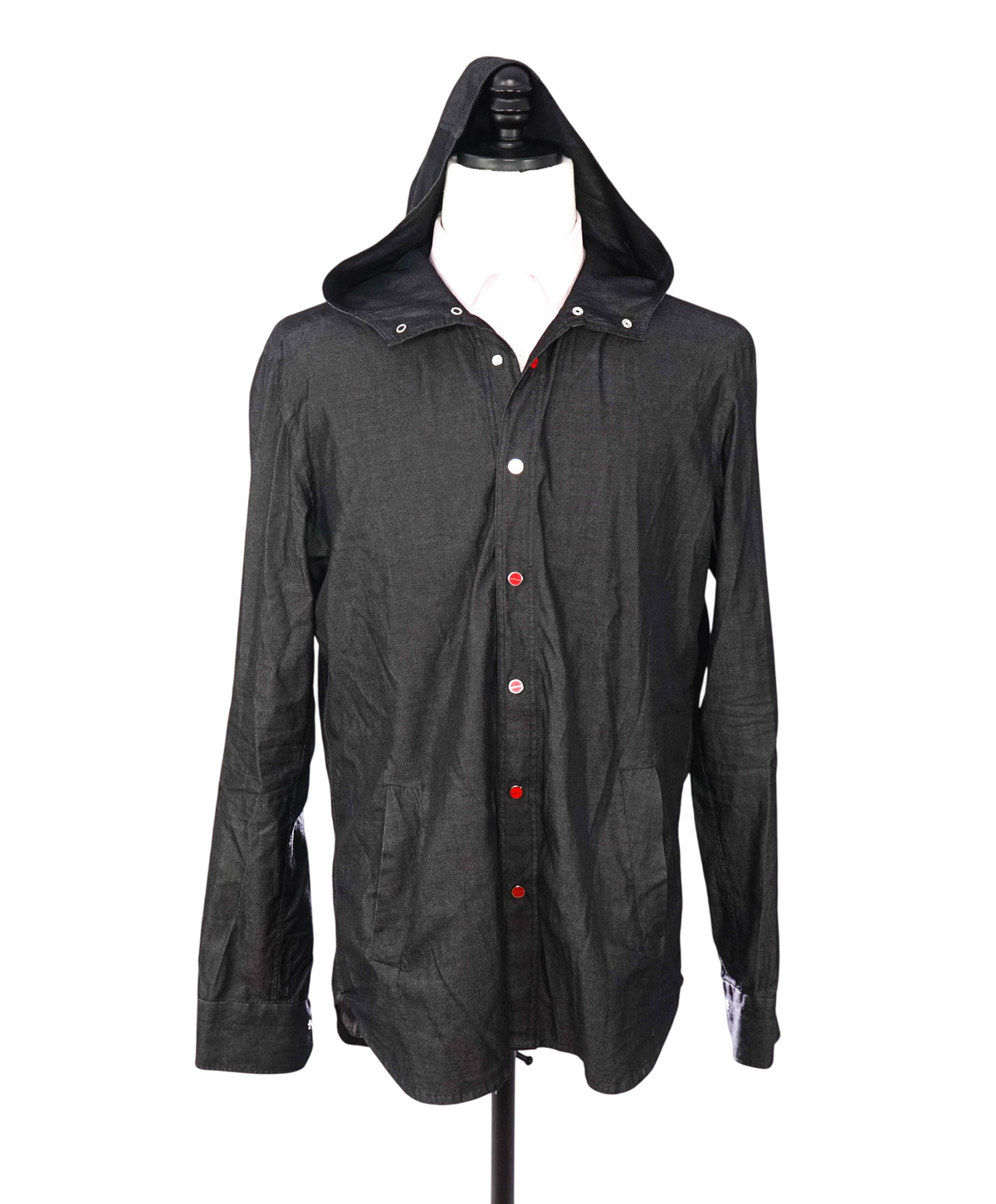 $1,295 KITON - Gray Cotton Overshirt With Hood - (Large)