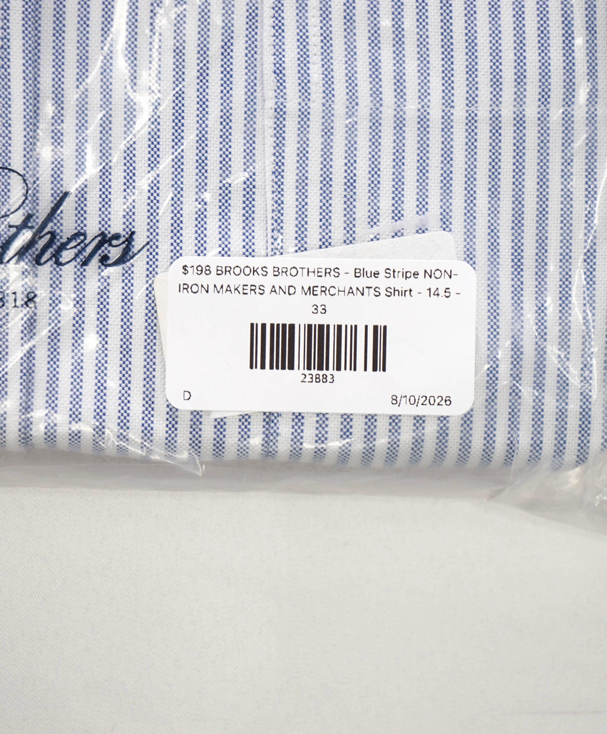 $198 BROOKS BROTHERS - Blue Stripe NON-IRON MAKERS & MERCHANTS Shirt - 14.5 - 33