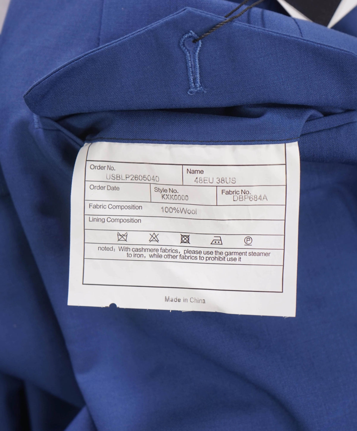 $495 BACK LAWRENCE - Blue Wool Side Tabs Pants - 33W