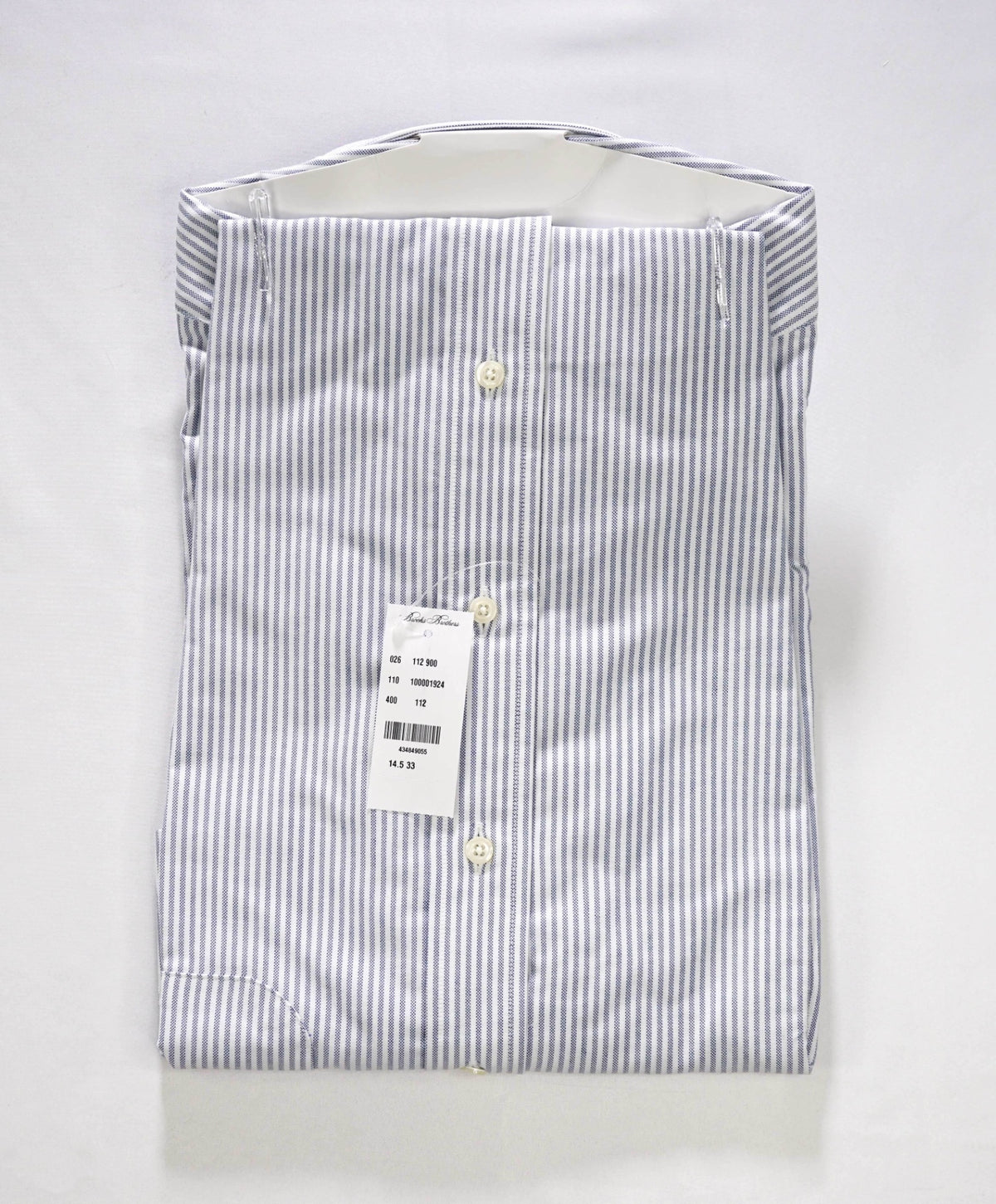 $198 BROOKS BROTHERS - Blue Stripe NON-IRON MAKERS & MERCHANTS Shirt - 14.5 - 33