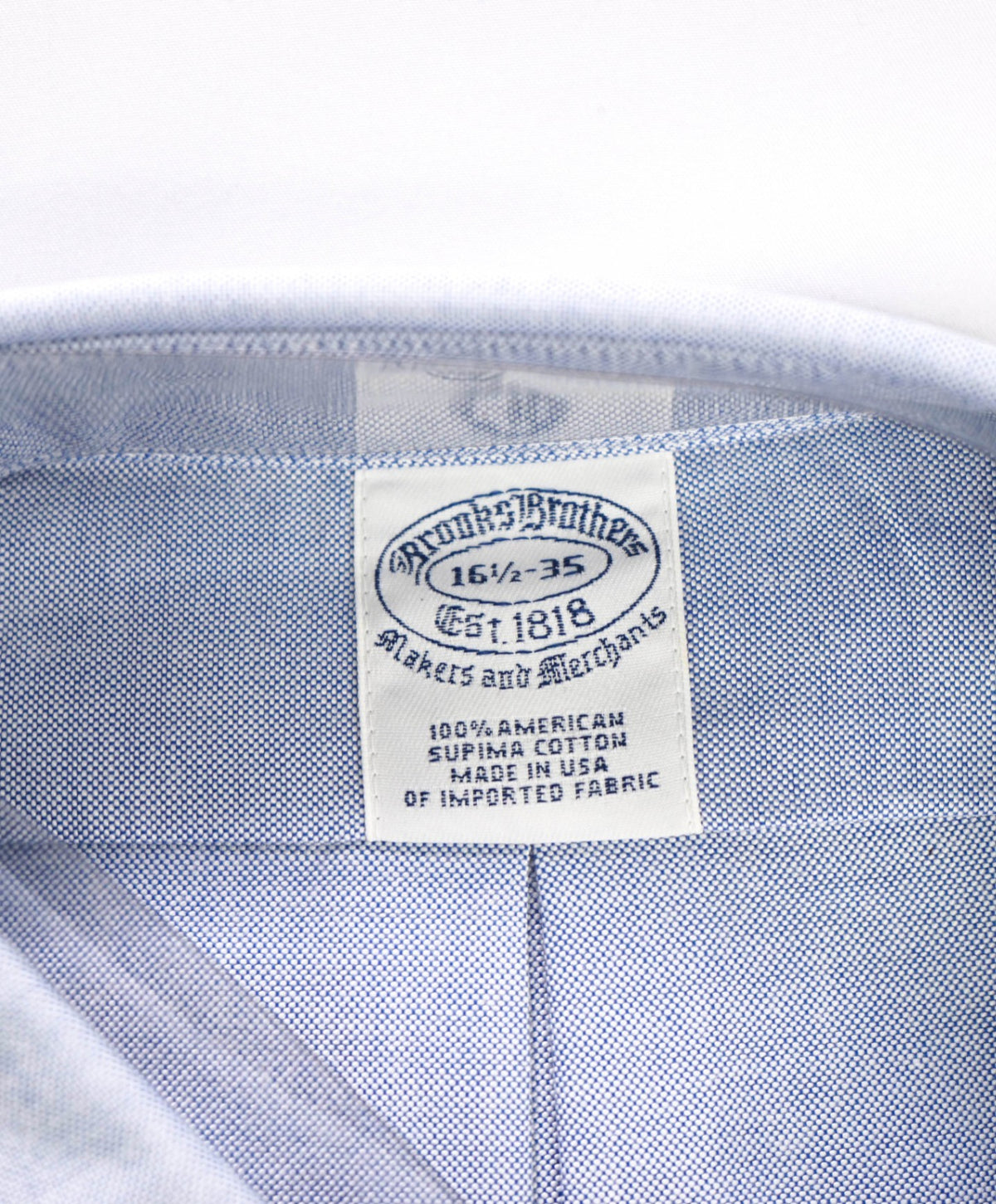 $198 BROOKS BROTHERS - Blue NON-IRON MAKERS & MERCHANTS Shirt - 16.5 - 35