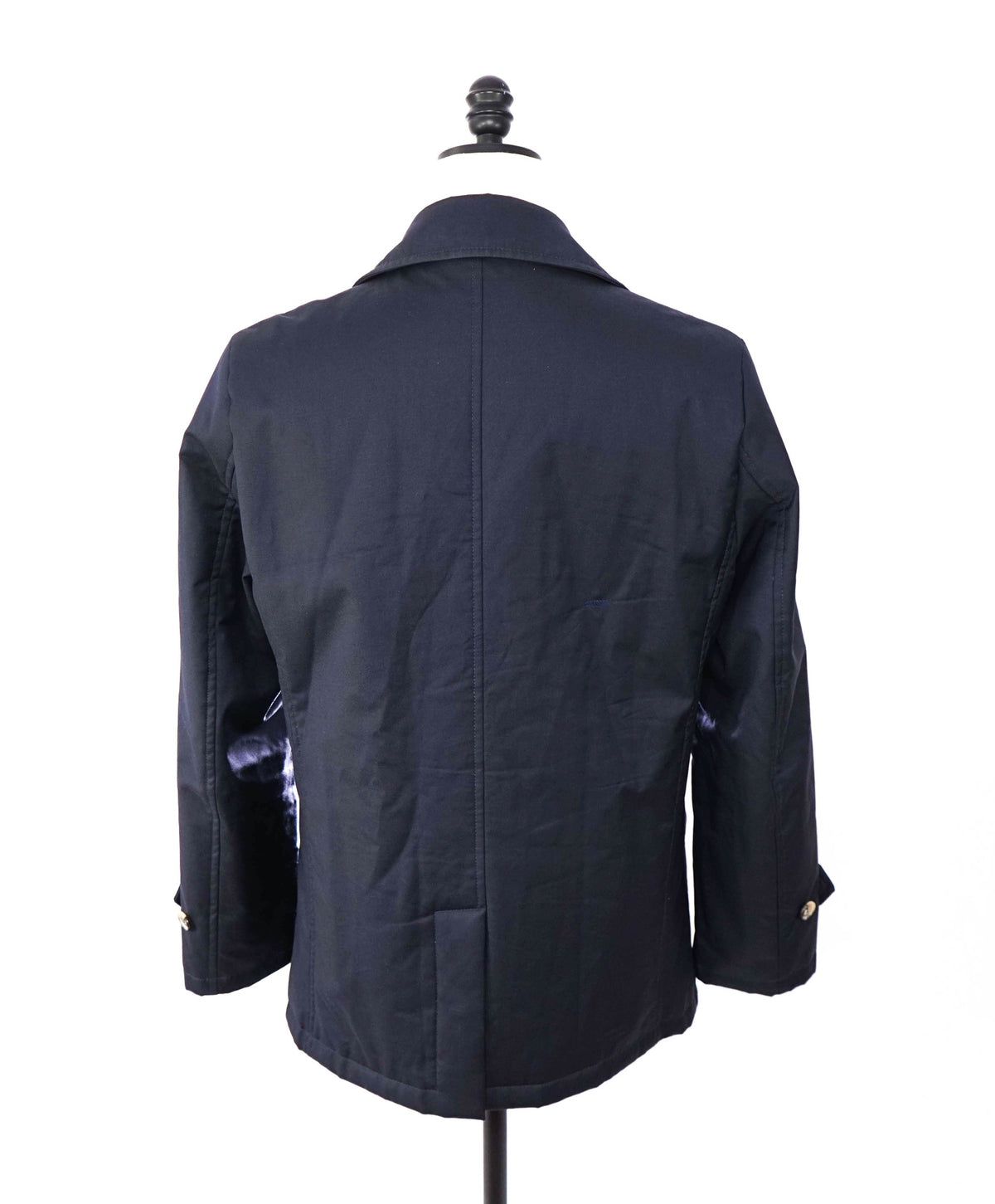 $6,200 ISAIA - Navy Blue Wool Double Breasted Peacoat - 40R