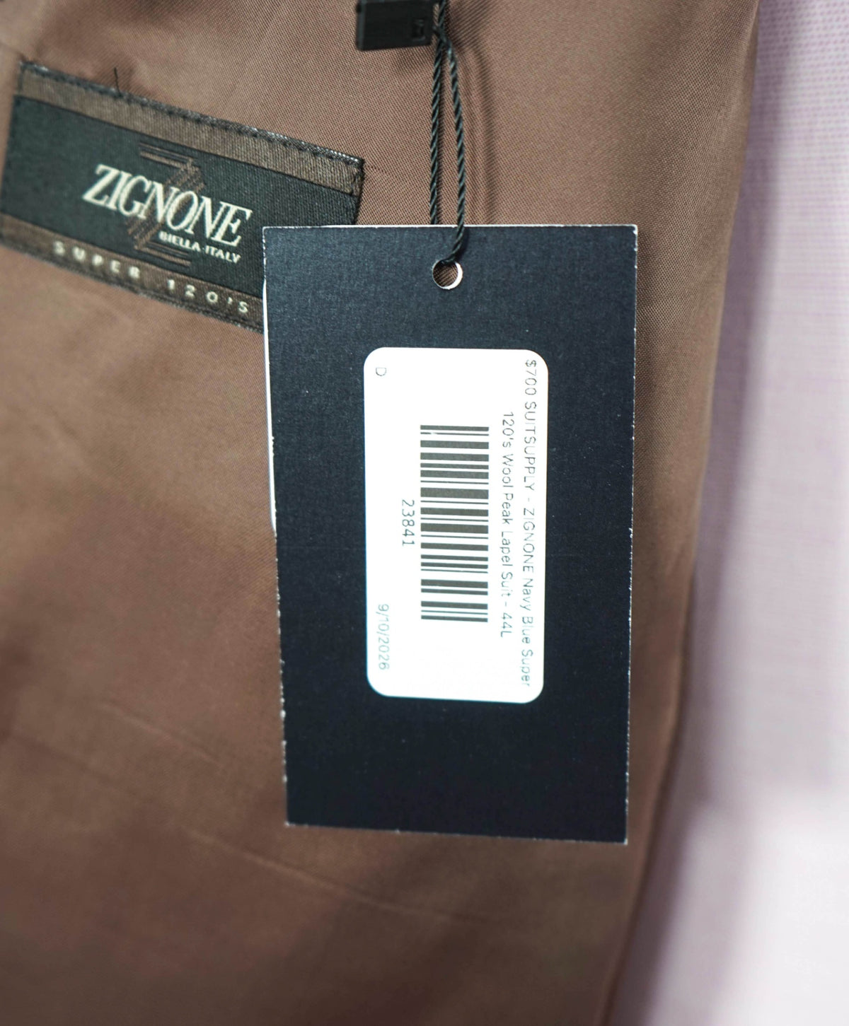 $700 SUITSUPPLY - ZIGNONE Navy Super 120's Peak Lapel Suit - 44L