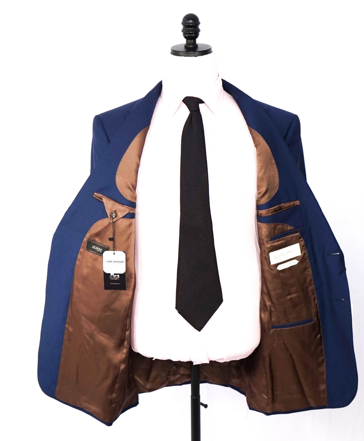 $700 SUITSUPPLY - ZIGNONE Navy Super 120's Peak Lapel Suit - 44L