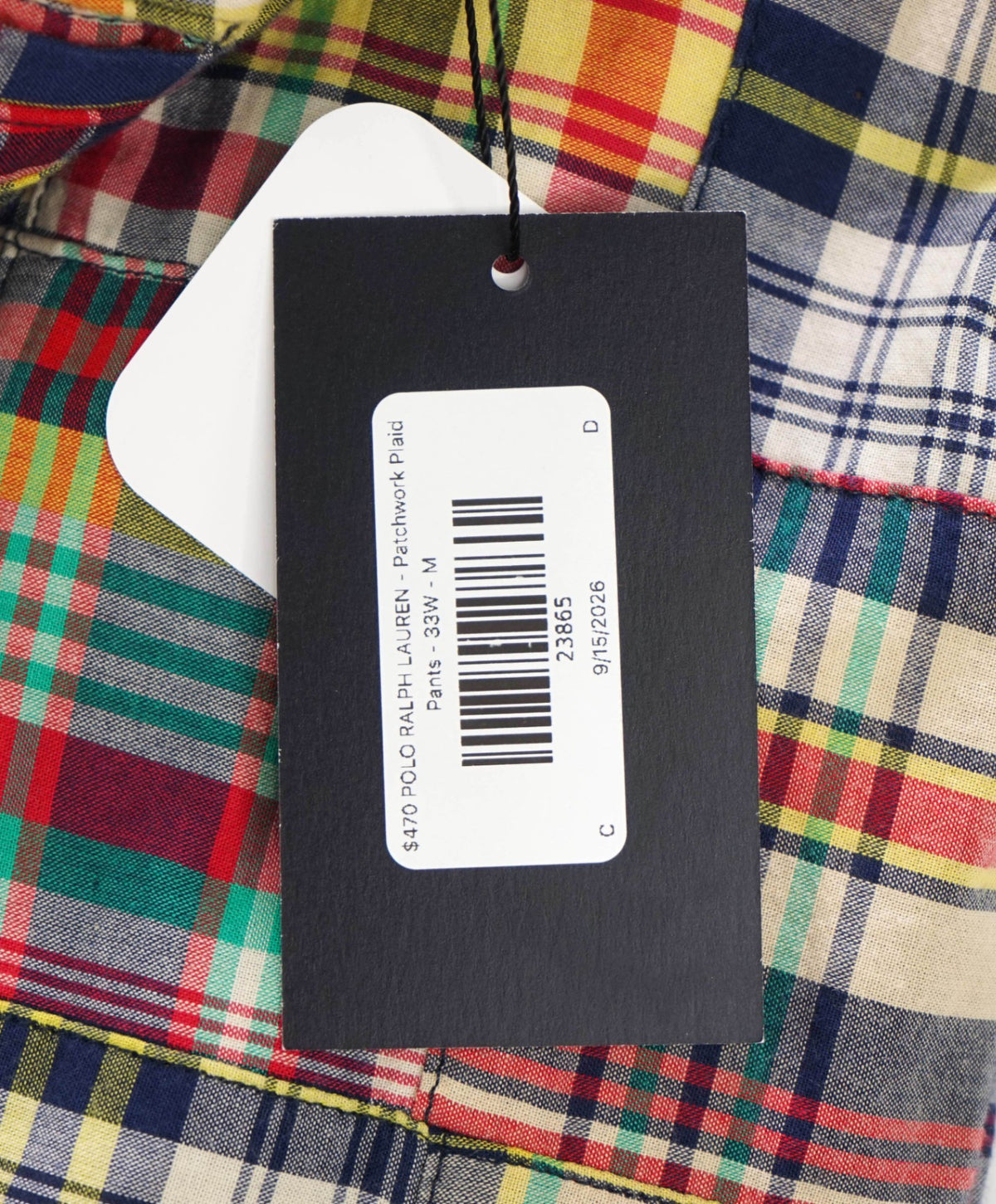 $470 POLO RALPH LAUREN - Patchwork Plaid Pants - 33W - M