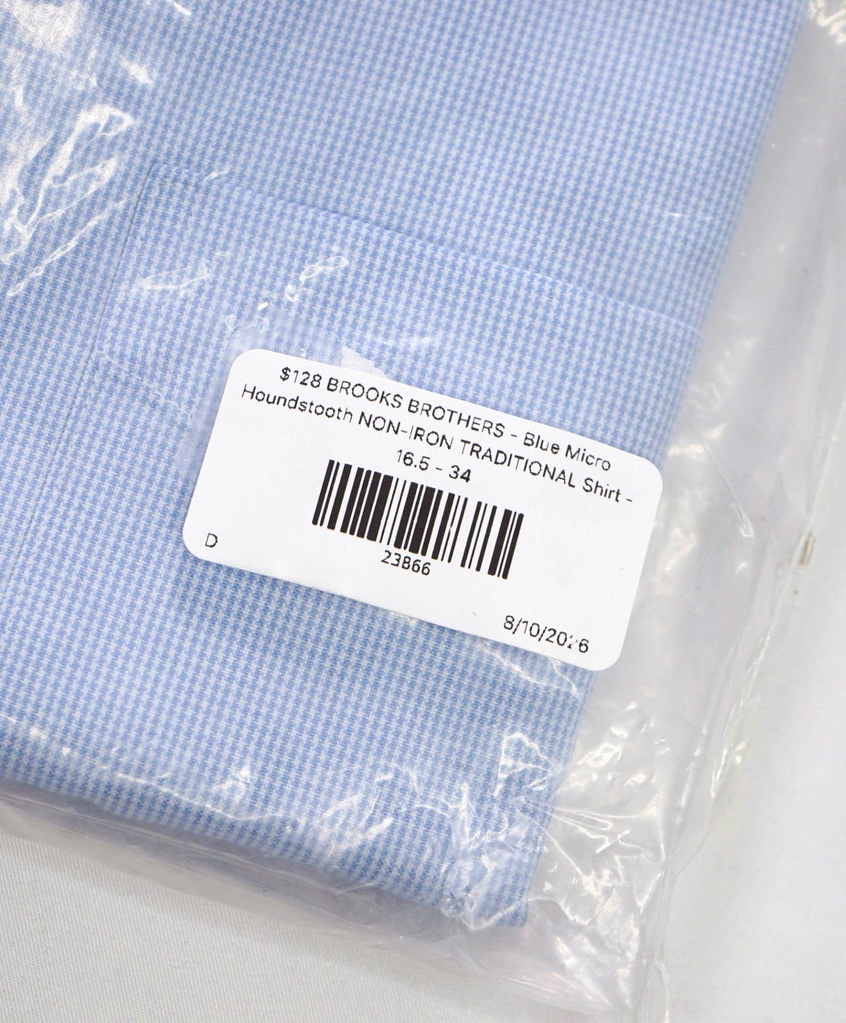 $128 BROOKS BROTHERS - Blue Micro Houndstooth NON-IRON TRADITIONAL Shirt - 16.5 - 34