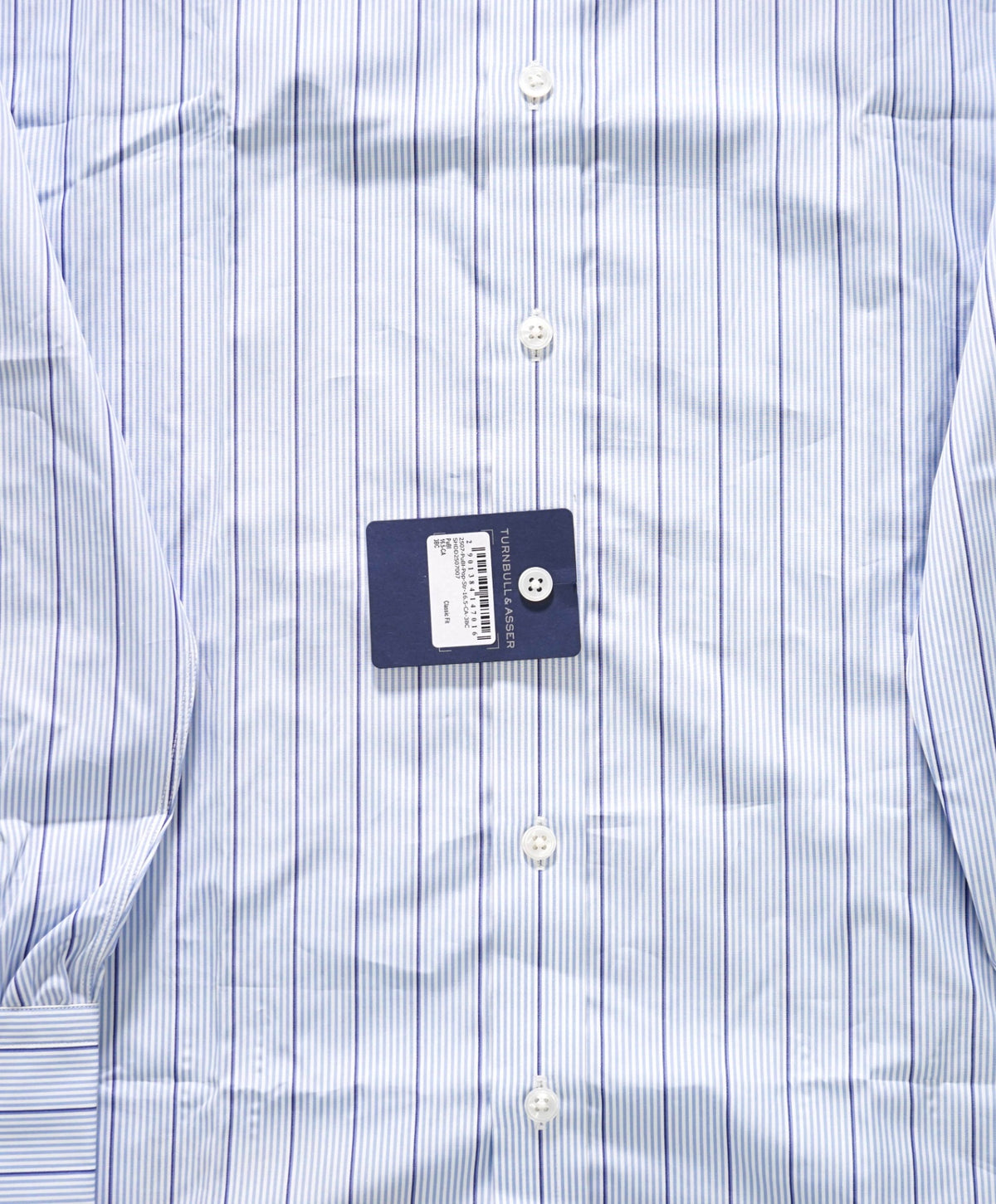 $605 TURNBULL & ASSER Exclusive - Blue Stripe Cotton Shirt - 16.5