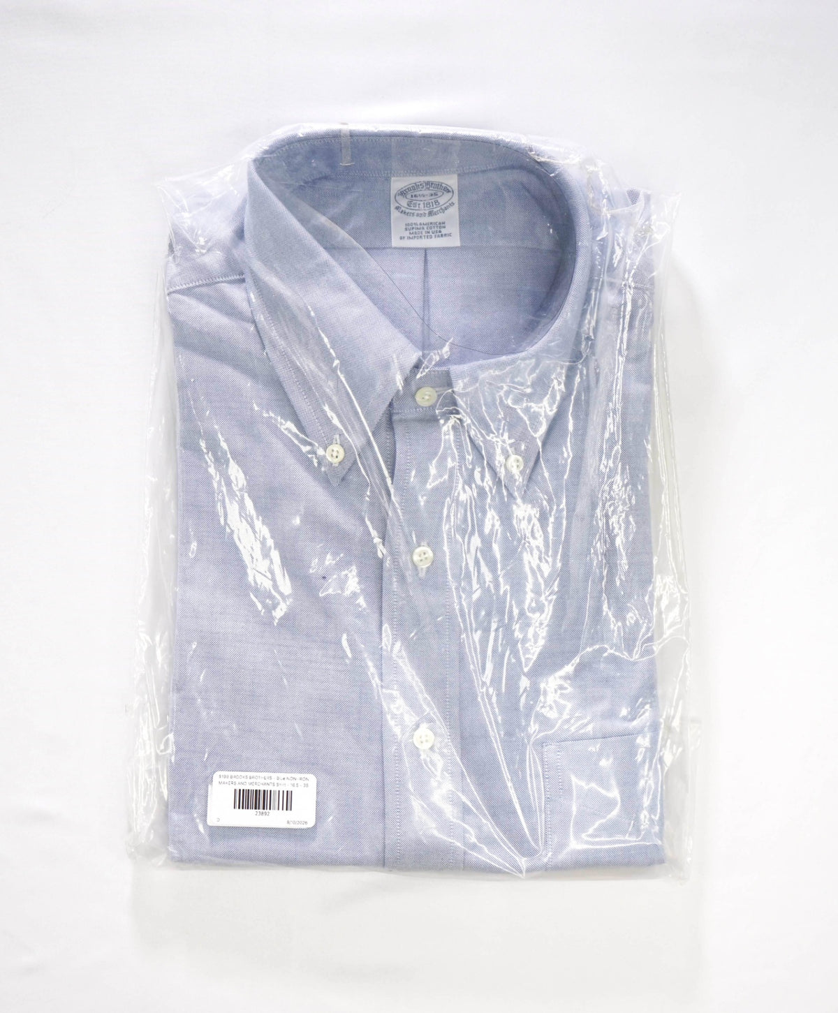 $198 BROOKS BROTHERS - Blue NON-IRON MAKERS & MERCHANTS Shirt - 16.5 - 35