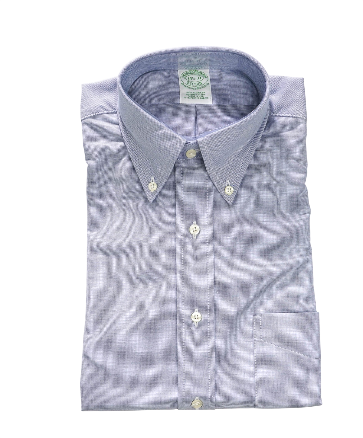 $198 BROOKS BROTHERS - Blue NON-IRON MAKERS AND MERCHANTS Shirt - 14.5 - 33