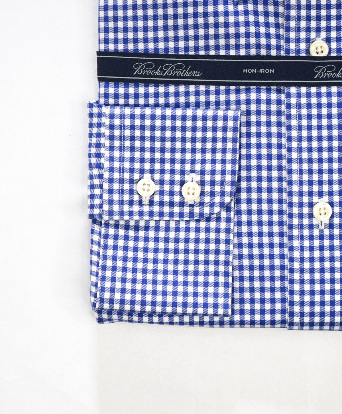 $128 BROOKS BROTHERS - Blue Gingham NON-IRON Shirt - 15.5 - 34