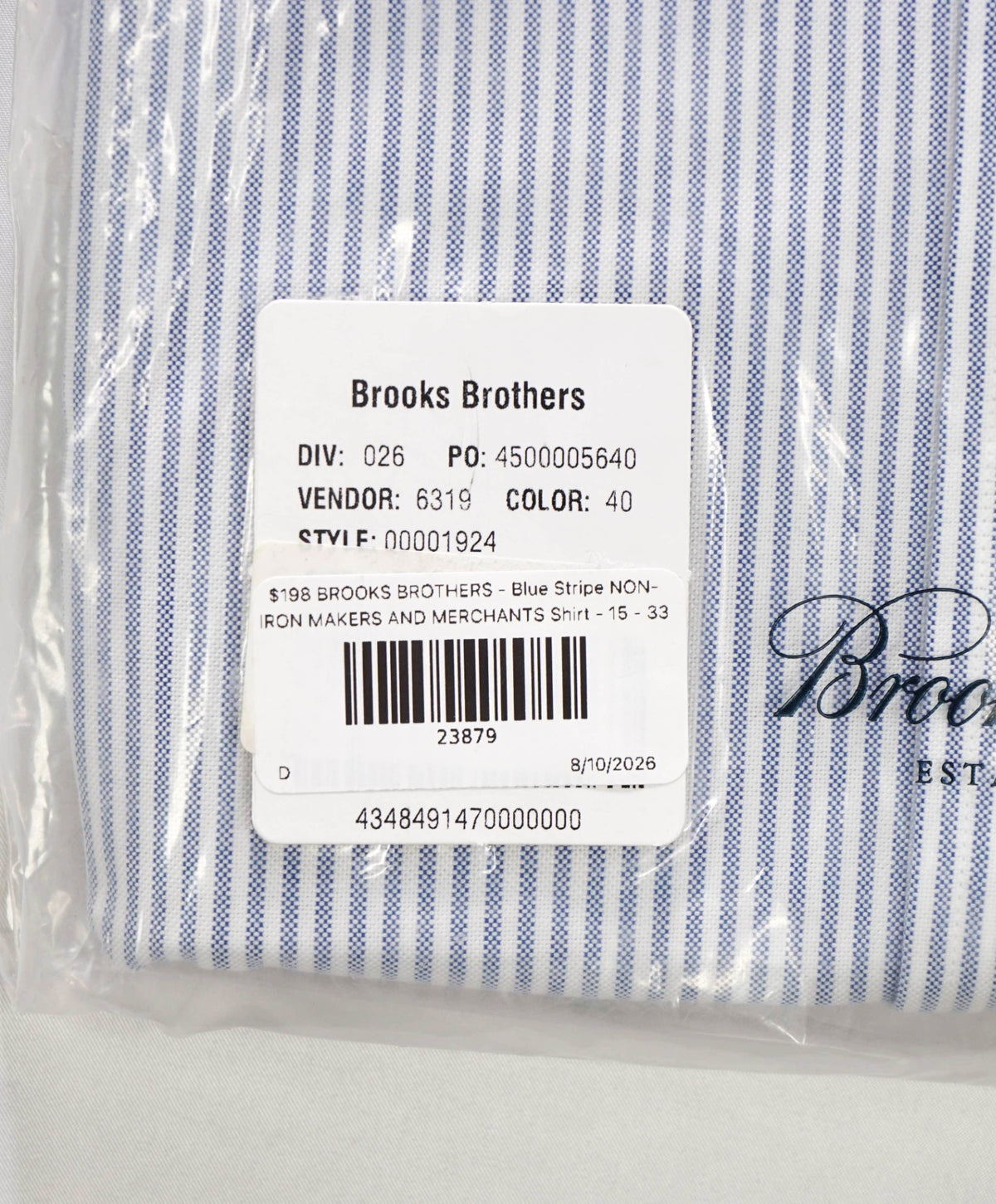 $198 BROOKS BROTHERS - Blue Stripe NON-IRON MAKERS & MERCHANTS Shirt - 15 - 33
