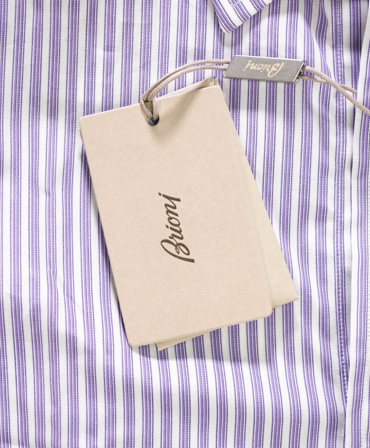 $795 BRIONI - Purple Stripe Shirt - 16.5 - 42